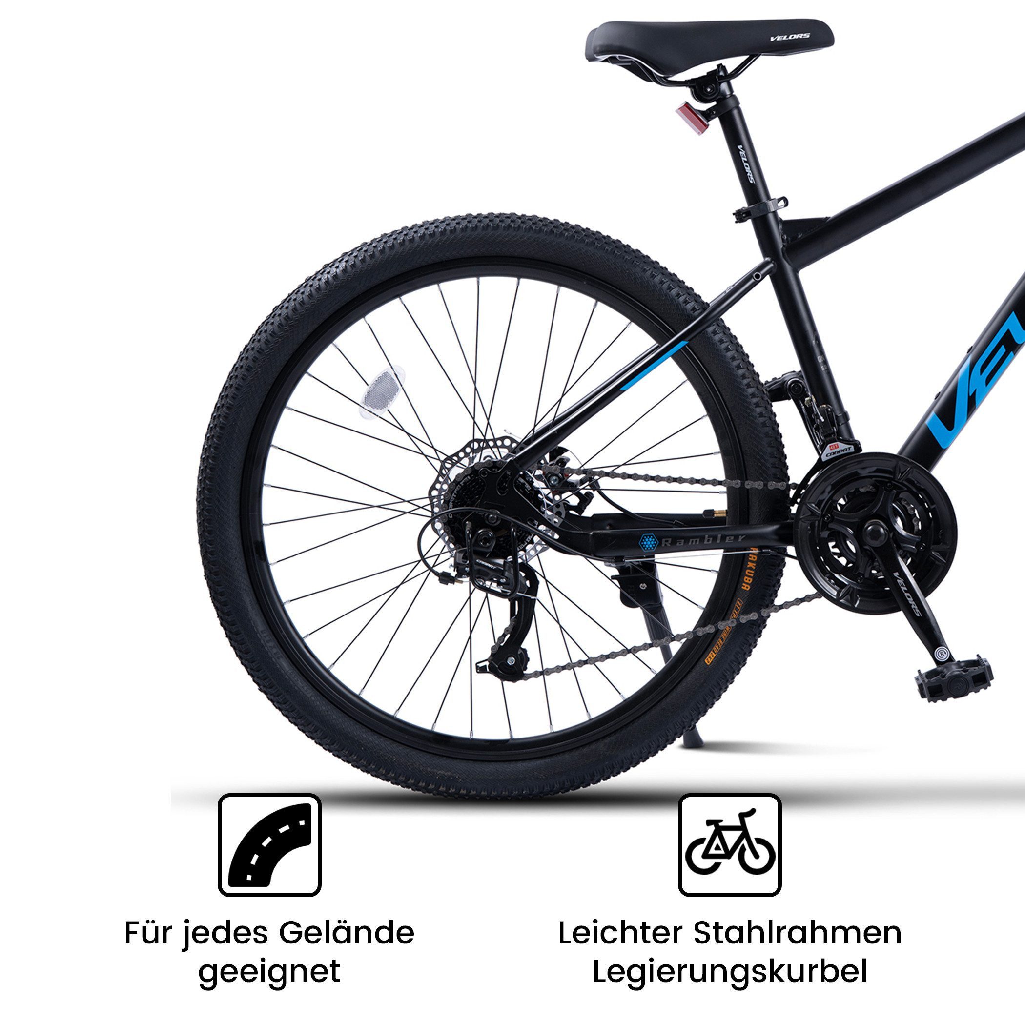 Velors Mountainbike 26 27.5 29 Zoll Fahrrad für Herren Damen, Mädchen und Jungen, 21 Gang, Kettenschaltung, Hochwertiger Rahmen, Jugendfahrrad MTB Hardtail Fahrrad Bike
