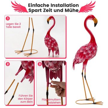 COSTWAY Gartenfigur, 2er-Set, Flamingo-Gartenstatuen