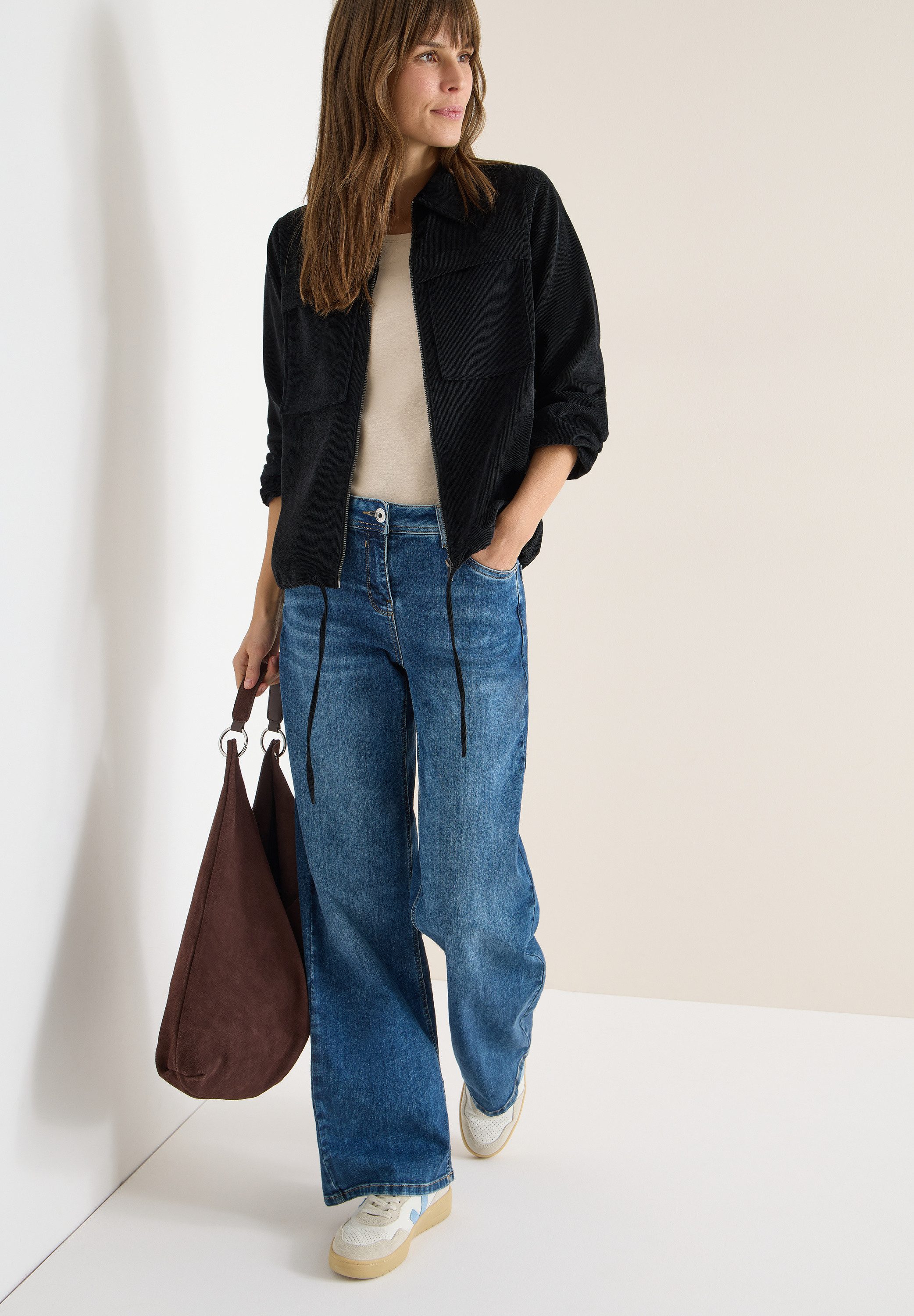 CECIL Cordjacke mit Tunnelzug und Reißverschluss