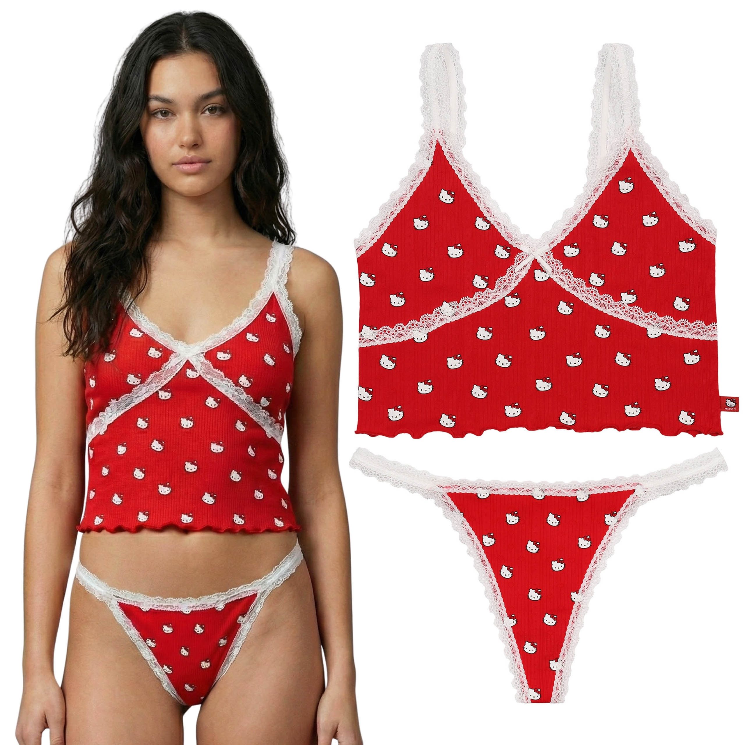 Sarcia.eu Pyjama Hello Kitty Unterwäsche-Set – Trägertop und String