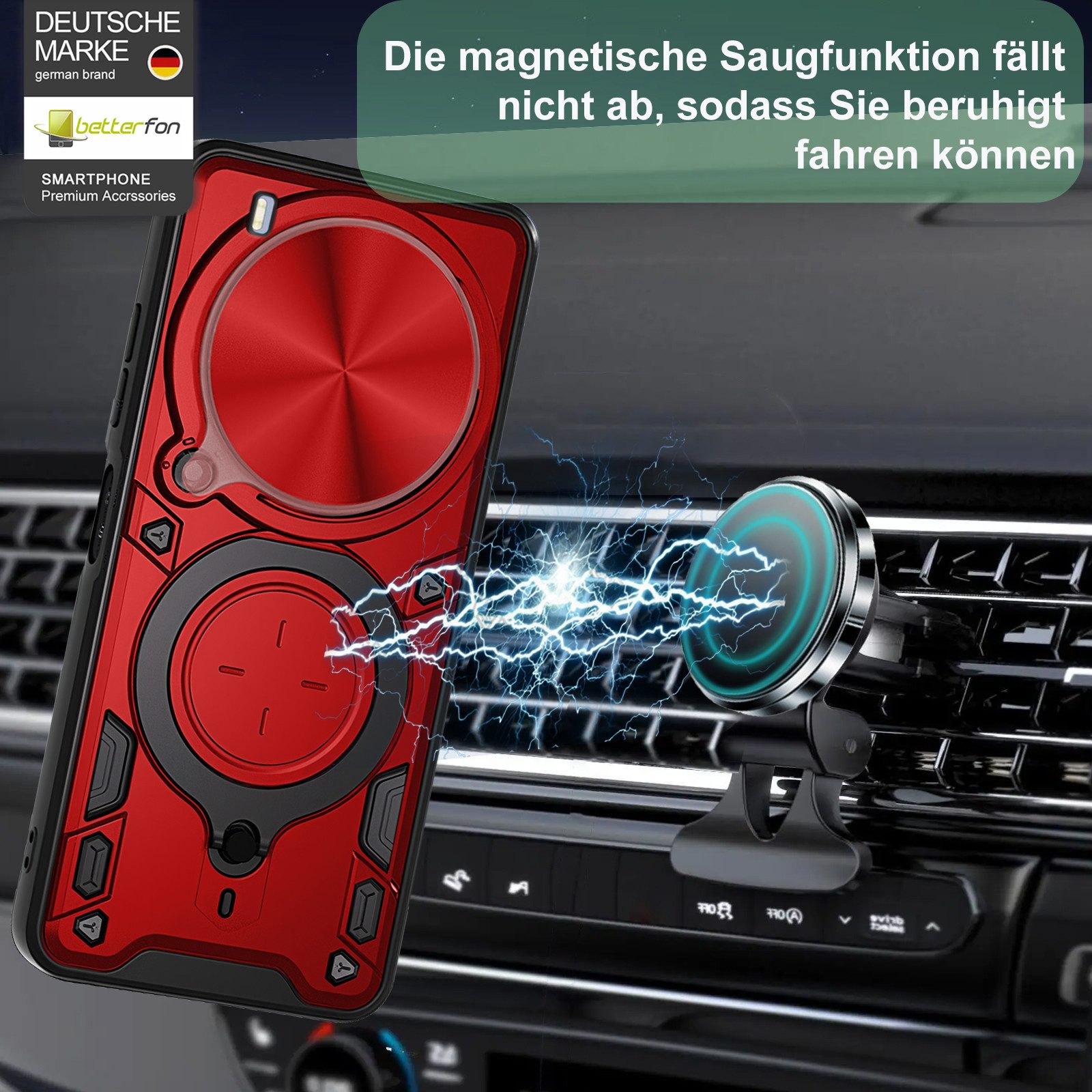 betterfon Handyhülle für ZTE Blade Hülle mit Slide Kameraschutz Ringhalter, Outdoorhülle mit Smartstand, Silikonkern & präziser Passform – Bild 3 von 5