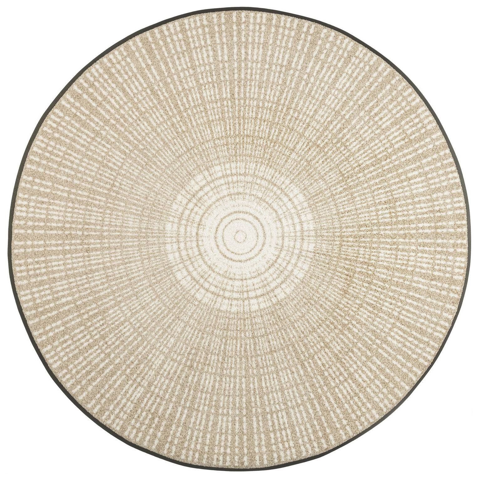 Floornovo Fußmatte Floornovo Schmutzfangmatte Beigeton waschbare Fussmatte, rund, rutschfest