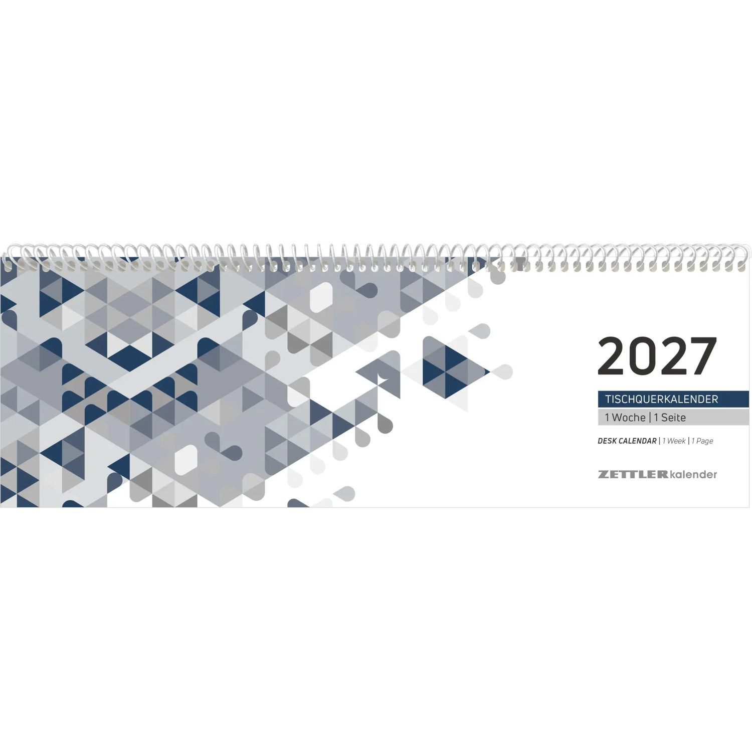 Querkalender Tischquerkalender 1W/1S blau 2027