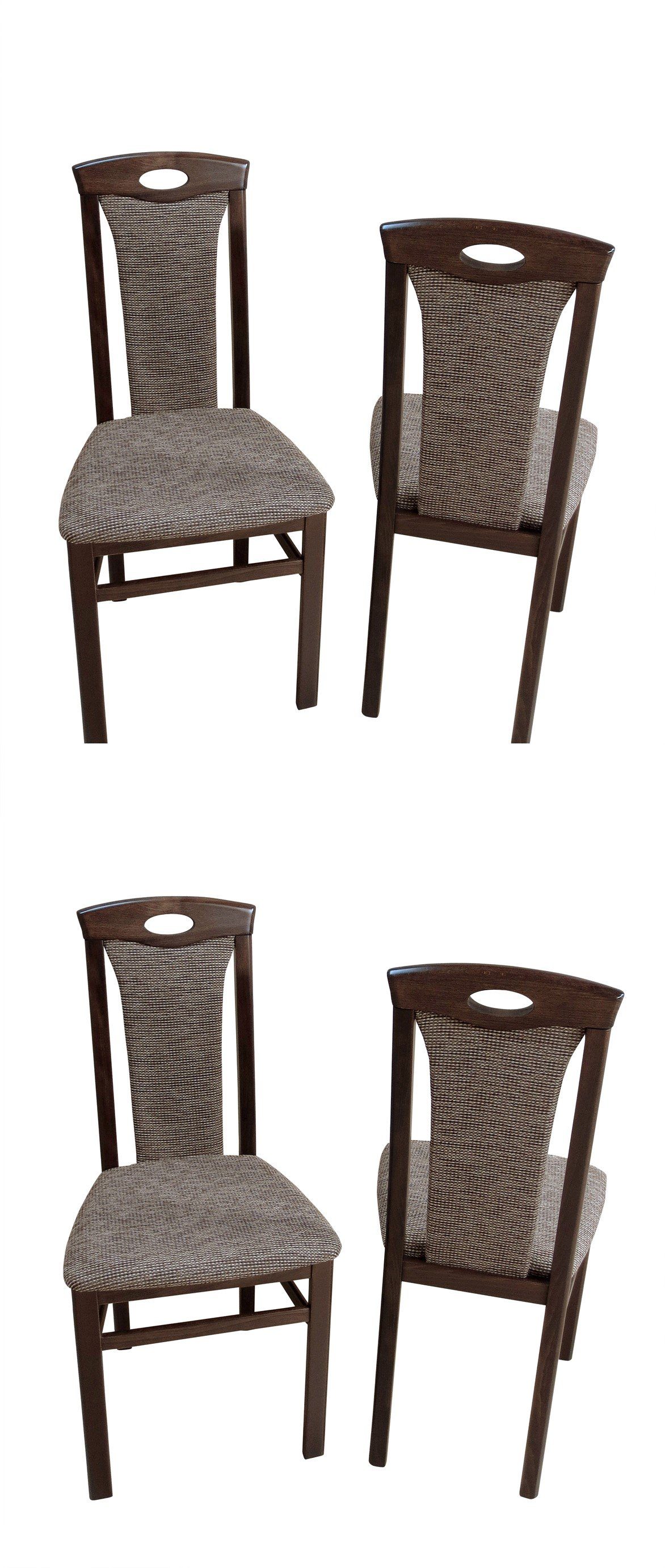 moebel-direkt-online Essgruppe Janina, 5tlg), 4 Stühlen (Spar-Set, Nussbaum-Nachbildung/cappuccino mit Tisch Farb-Nr. 1 = Tischgruppe