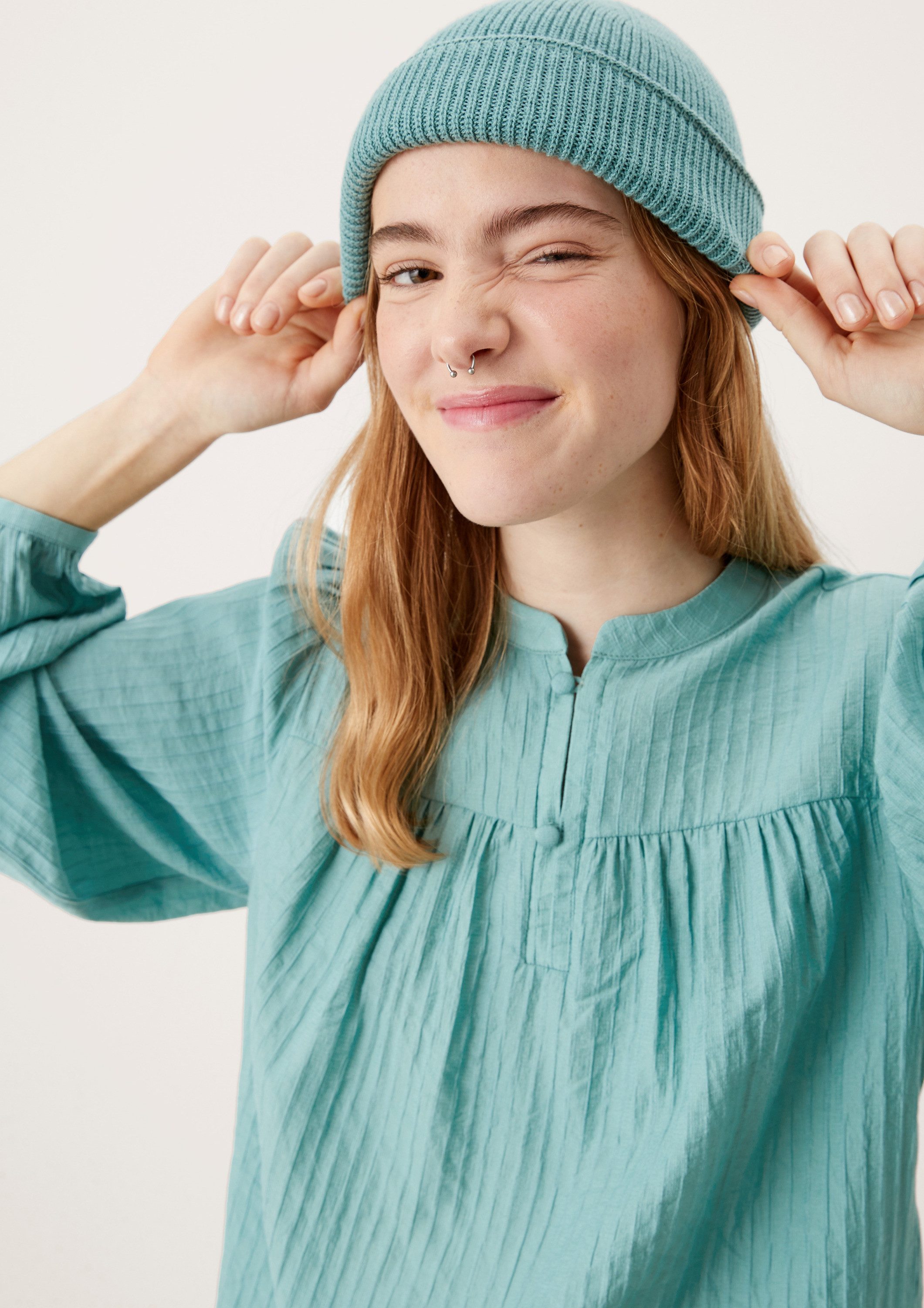 QS Langarmbluse Bluse Bluse aus Viskosemix