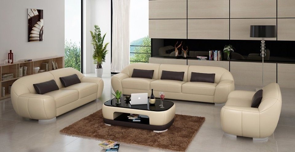 JVmoebel Sofa Sofagarnitur 3+2+1 Couch Polster Sitz Leder Garnitur Designer Set, Made in Europe