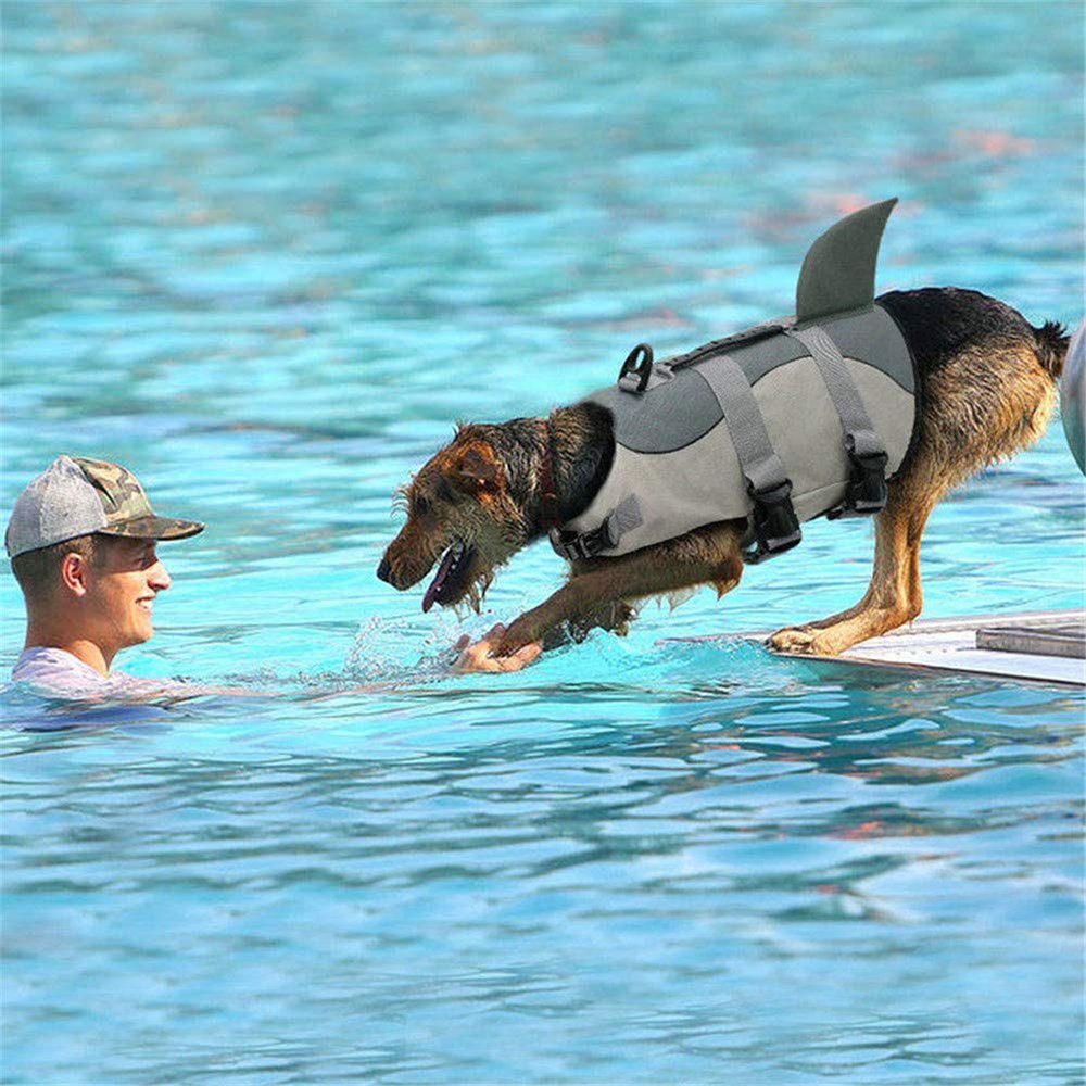 Schwimmweste Auftrieb Hunde Schwimmweste mit Grau verstellbare Griff, starkem zggzerg mit Größe