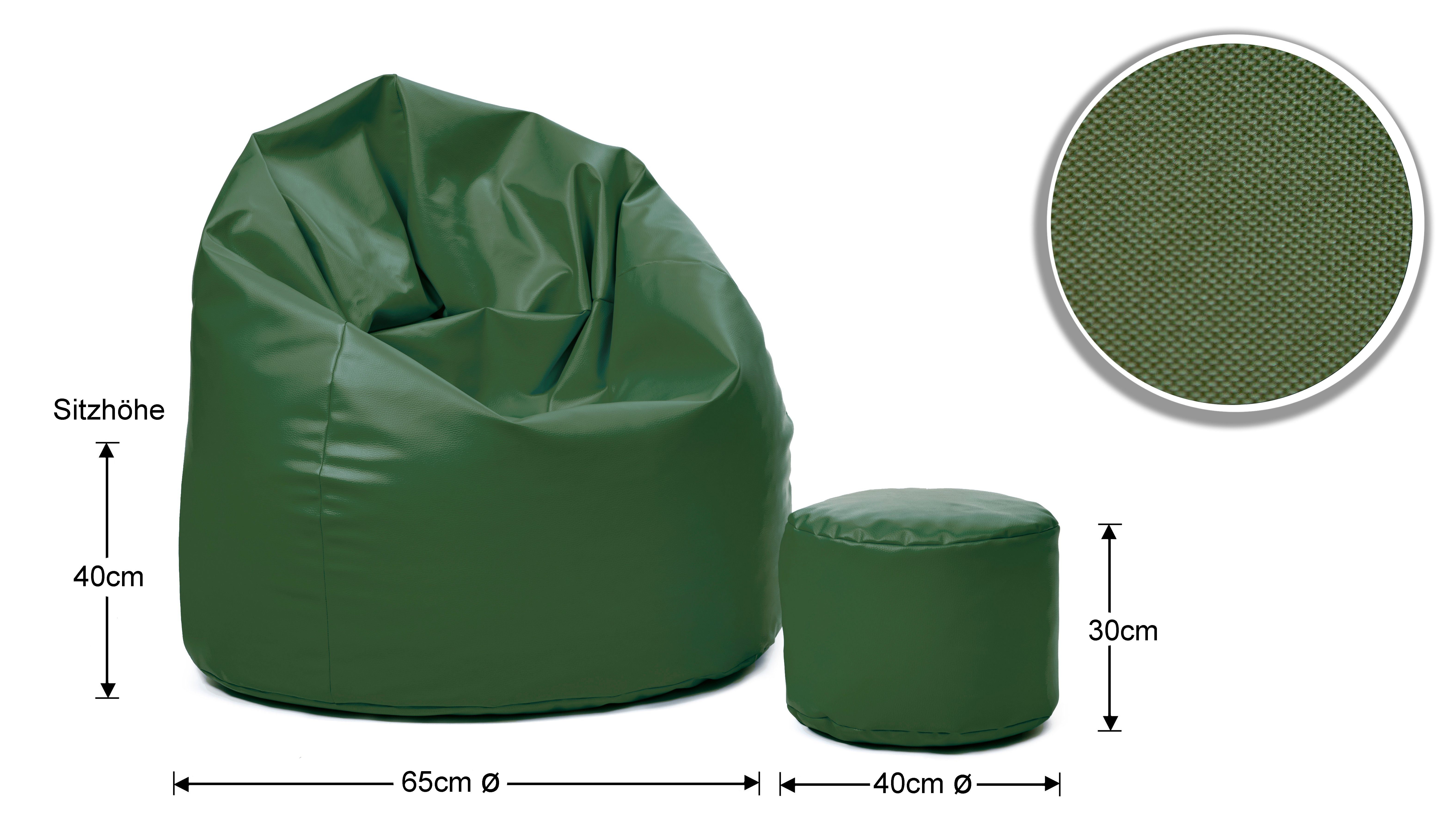 sunnypillow Sitzsack Sitzsack, Outdoor & Indoor duneklgrün