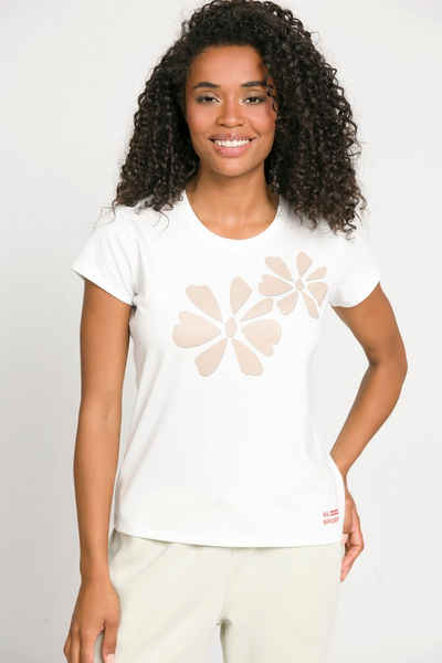 Gina Laura Rundhalsshirt Wellness T-Shirt Blüten Print Mesh am Rückensaum