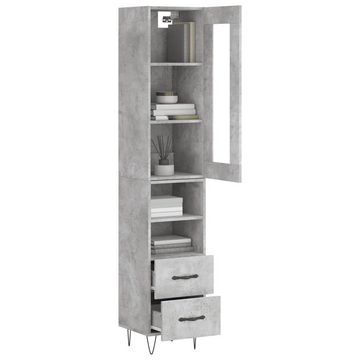 vidaXL Vitrine Highboard Betongrau 34,5x34x180 cm Spanplatte Glas Vitrine