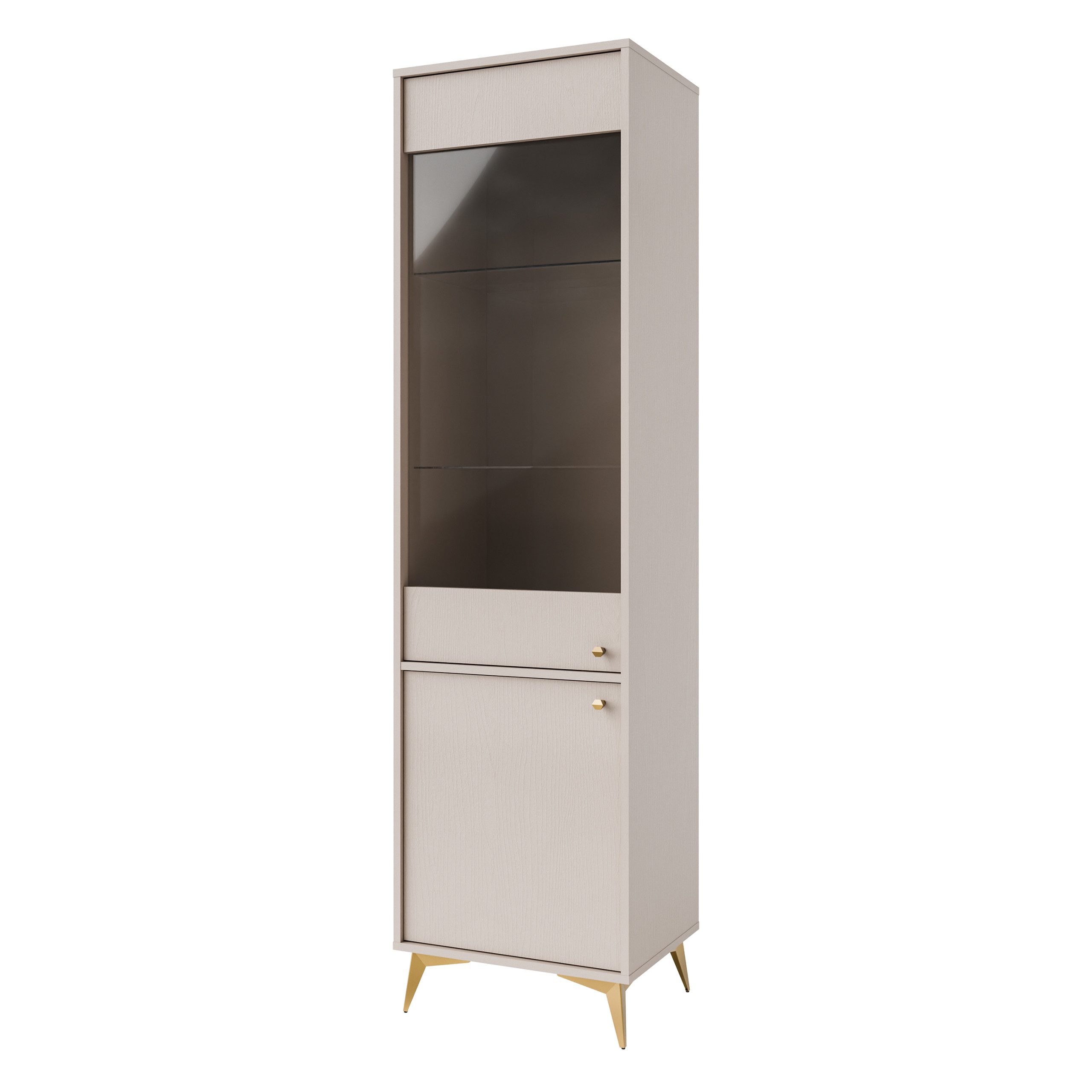 Masseno Glasvitrine Vitrinenschrank TORINO 193,5 x 51,8 cm gelb