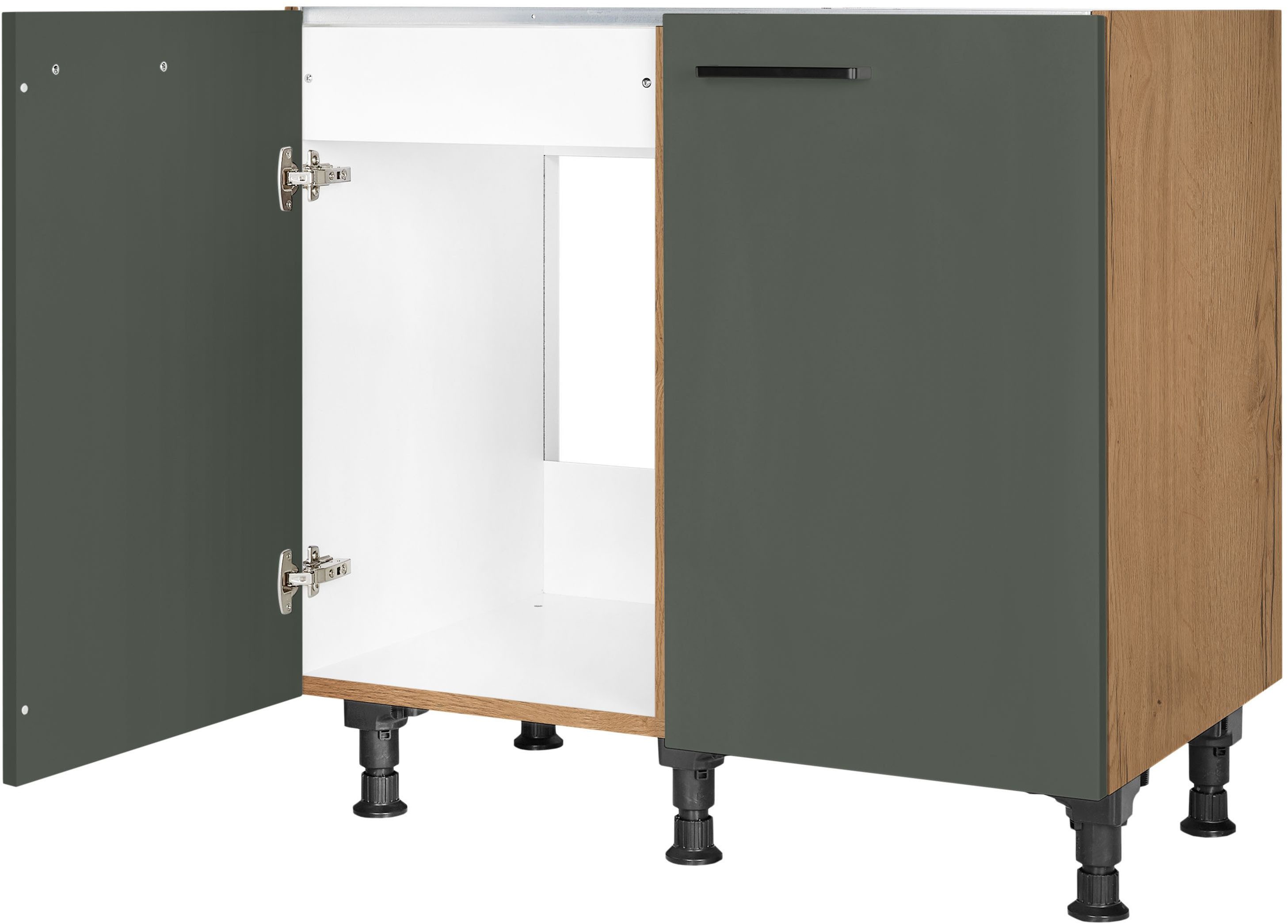nobilia® Spülenschrank "Easytouch", vormontiert, mit höhenverstellbaren Sockelfüßen, Breite 90 cm