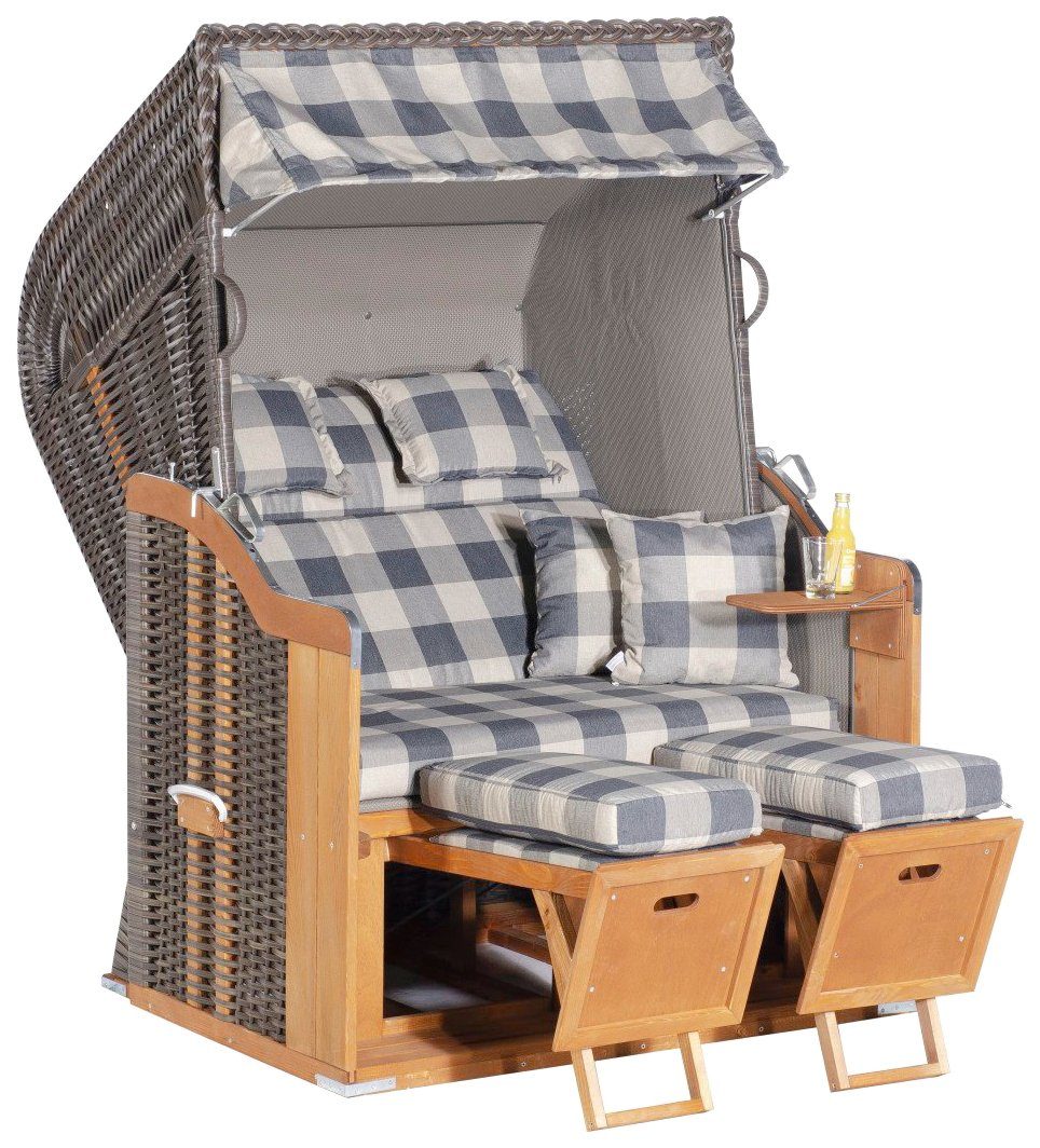 SunnySmart Strandkorb Rustikal 255 Plus, BxTxH: 125x90x160 cm, Halblieger, Ostsee-Modell | Strandkörbe