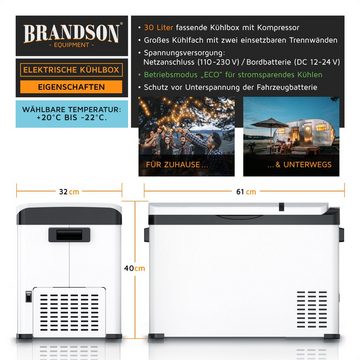 Brandson Elektrische Kühlbox, Kompressor Kühlbox, bis – 22°C, ECO Modus, 30 L, für Auto & Haus