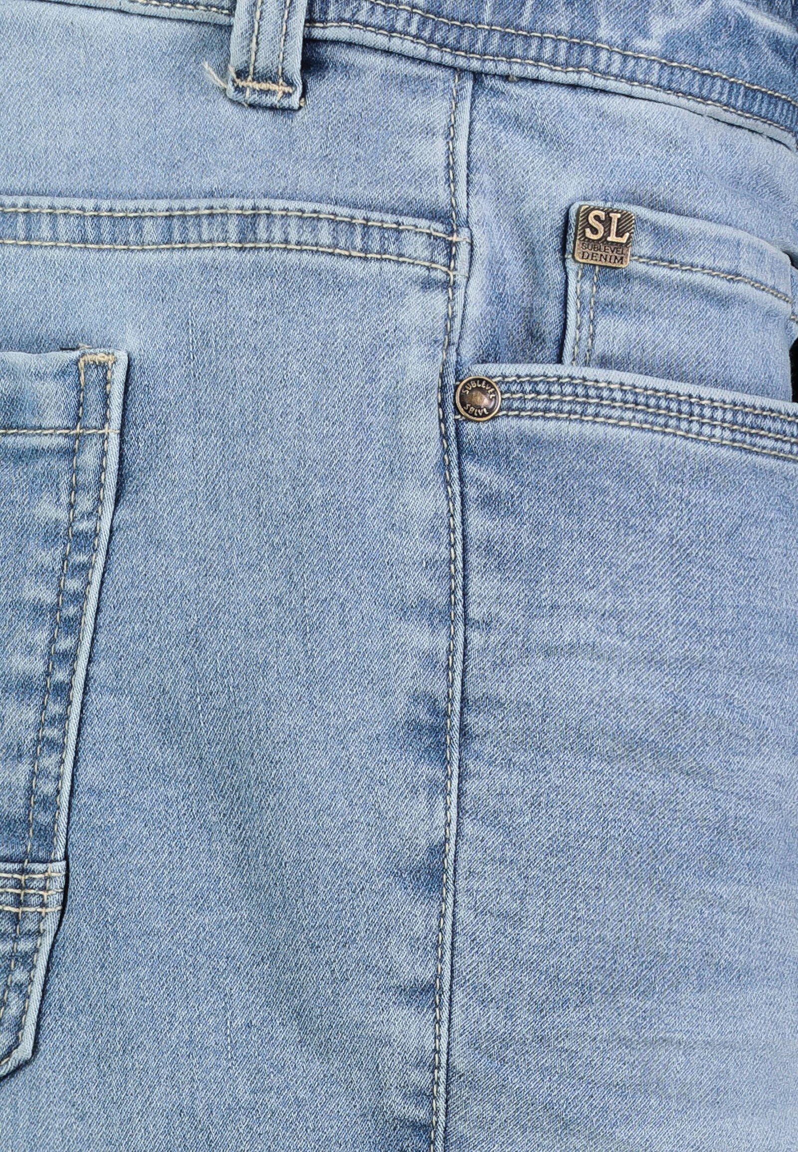 SUBLEVEL Jeansshorts Cargo mit Kontrastnähten Denim Pull On Denim Shorts