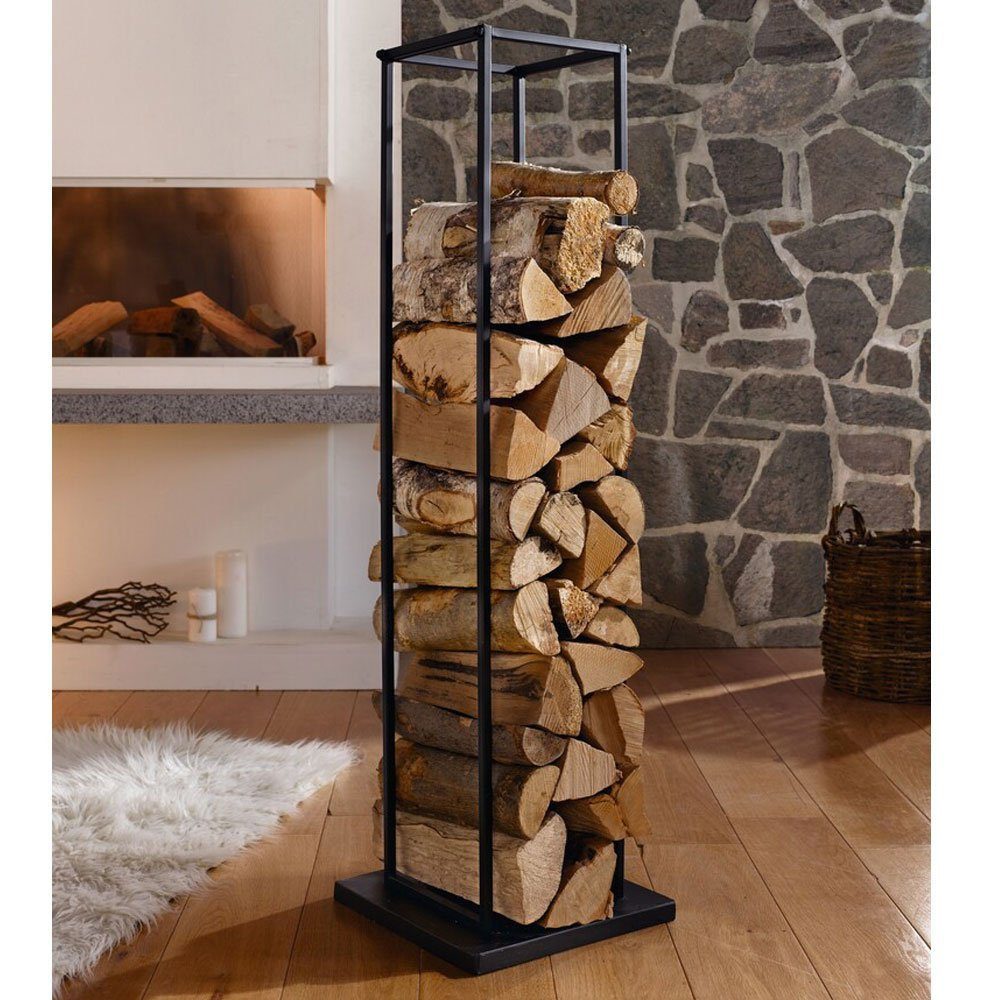 Home-trends24.de Kaminholzregal Kaminholz Ständer Regal Halter Holz Brennholz Korb Kamin Ofen Metall