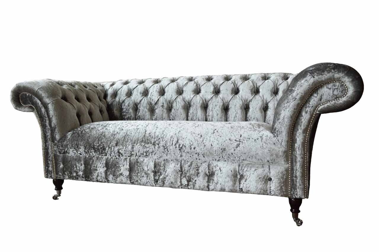 JVmoebel Sofa Chesterfield Design Sofa Couch 2 Sitzer Polster Grau Sofas Couchen Neu, Made In Europe