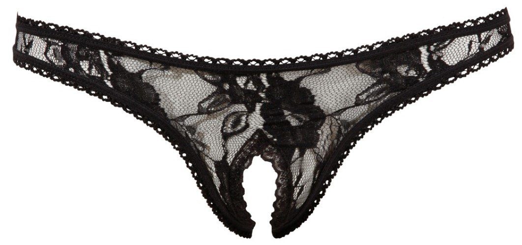 Cottelli LINGERIE Slip-Ouvert Cottelli LINGERIE - Spitzenrio schwarz - (L,M,S,XL