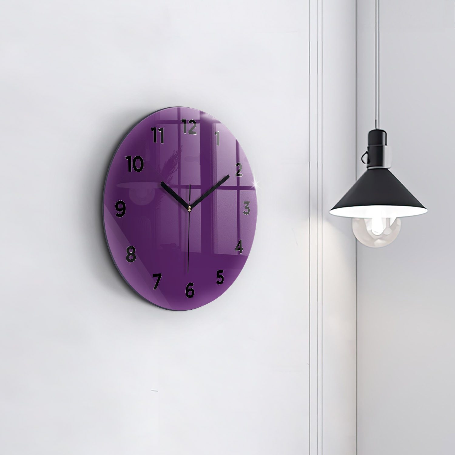 Tulup Wanduhr Glasrunde Uhr Moderne Glaswanduhr 30 cm Uhr aus gehärtetem Glas