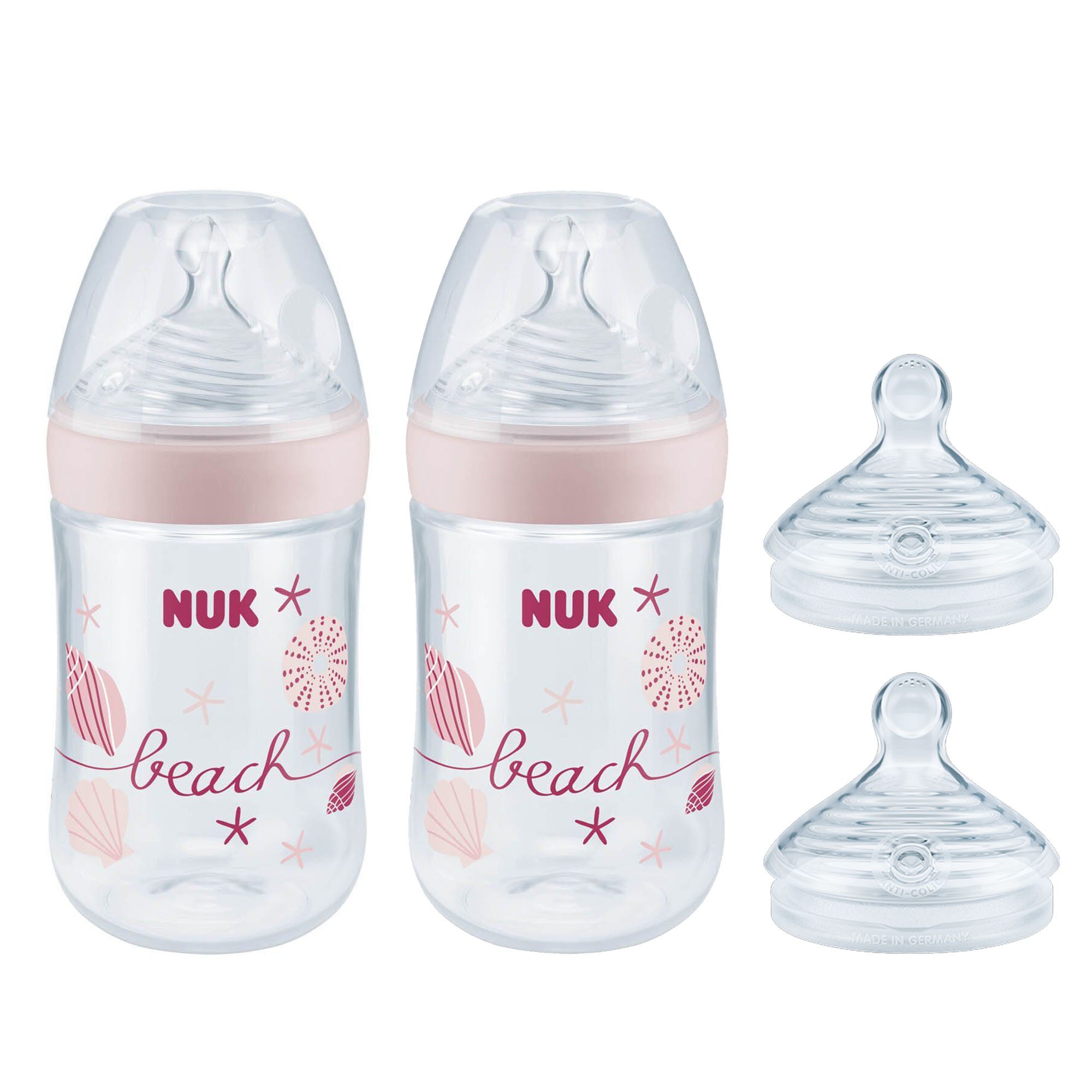 Babyflasche NUK Babyflasche 260ml VORTEIL set mit 2er Silikon Sauger 6-18