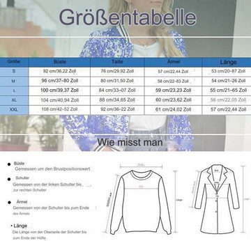 FIDDY A-Linien-Kleid Blazer mit Glitzer Langarm Bomberjacke Slim Fit Pailletten Jacke