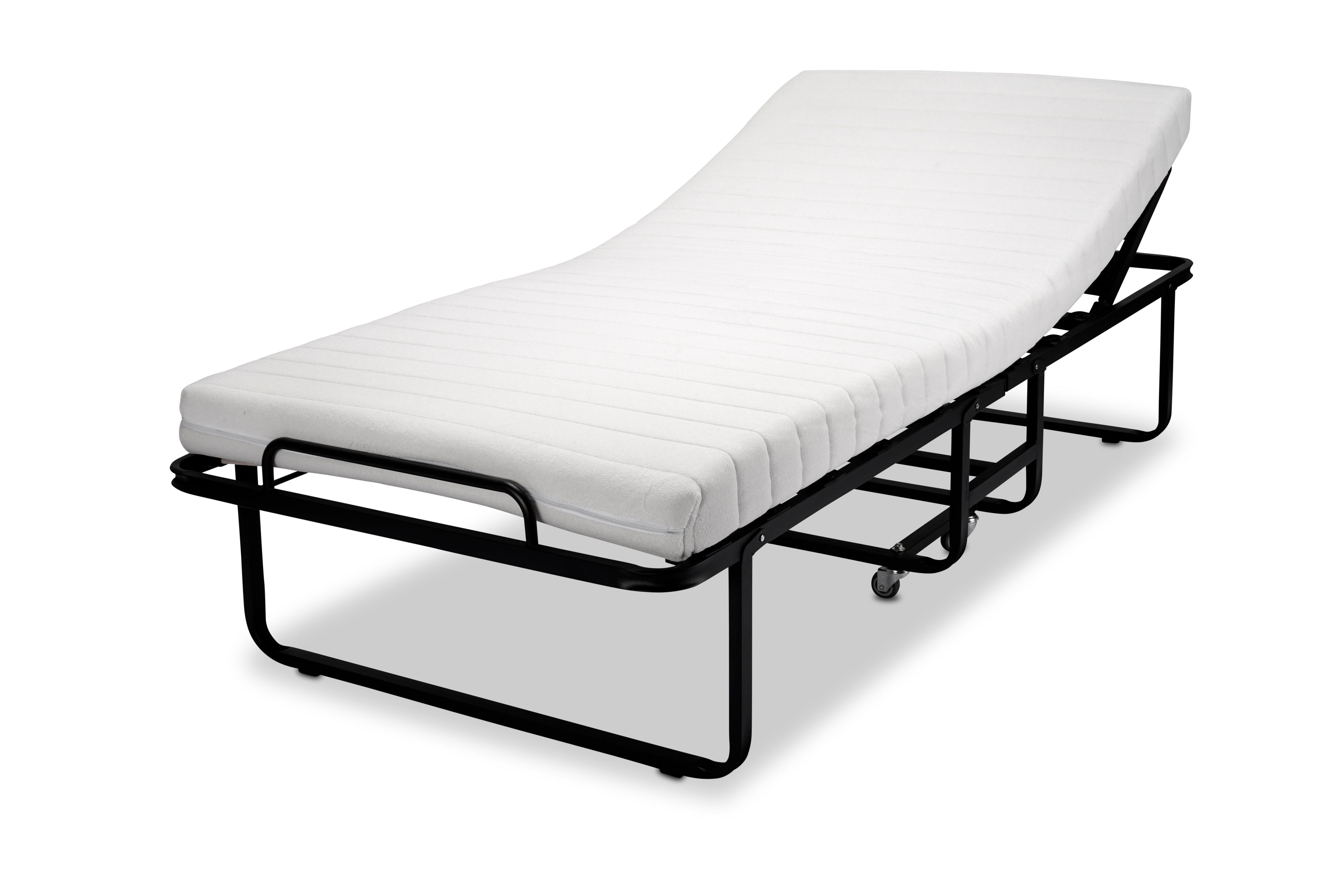 BedBox Gästebett Gästebett mit verstellbarem Kopfteil 90x200 cm hochwertiges Vierkantmetallgestell, verstellbares Kopfteil, incl Husse – Bild 3 von 5