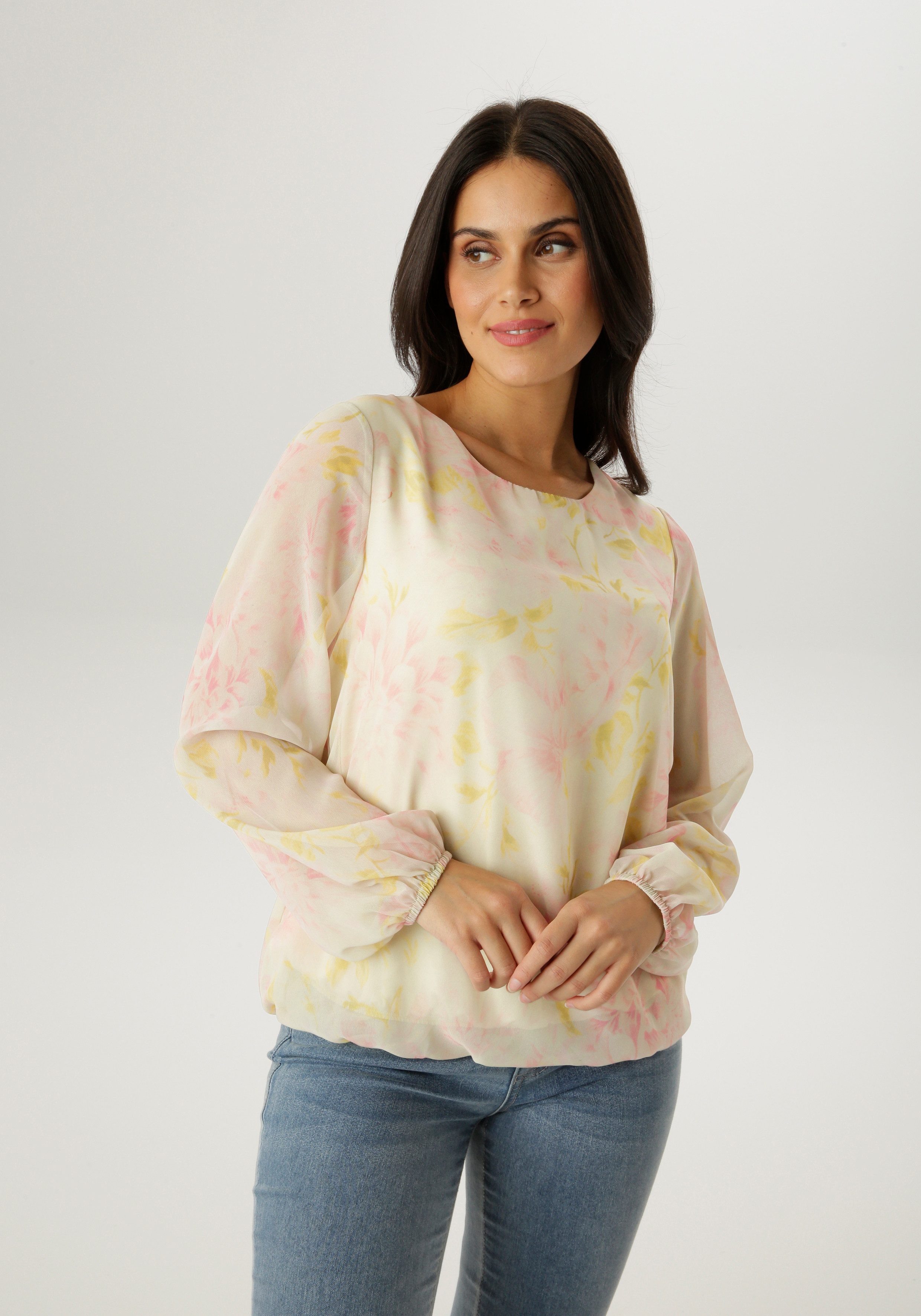 Aniston SELECTED Schlupfbluse mit modischen und frischen Batiklook - NEUE K günstig online kaufen