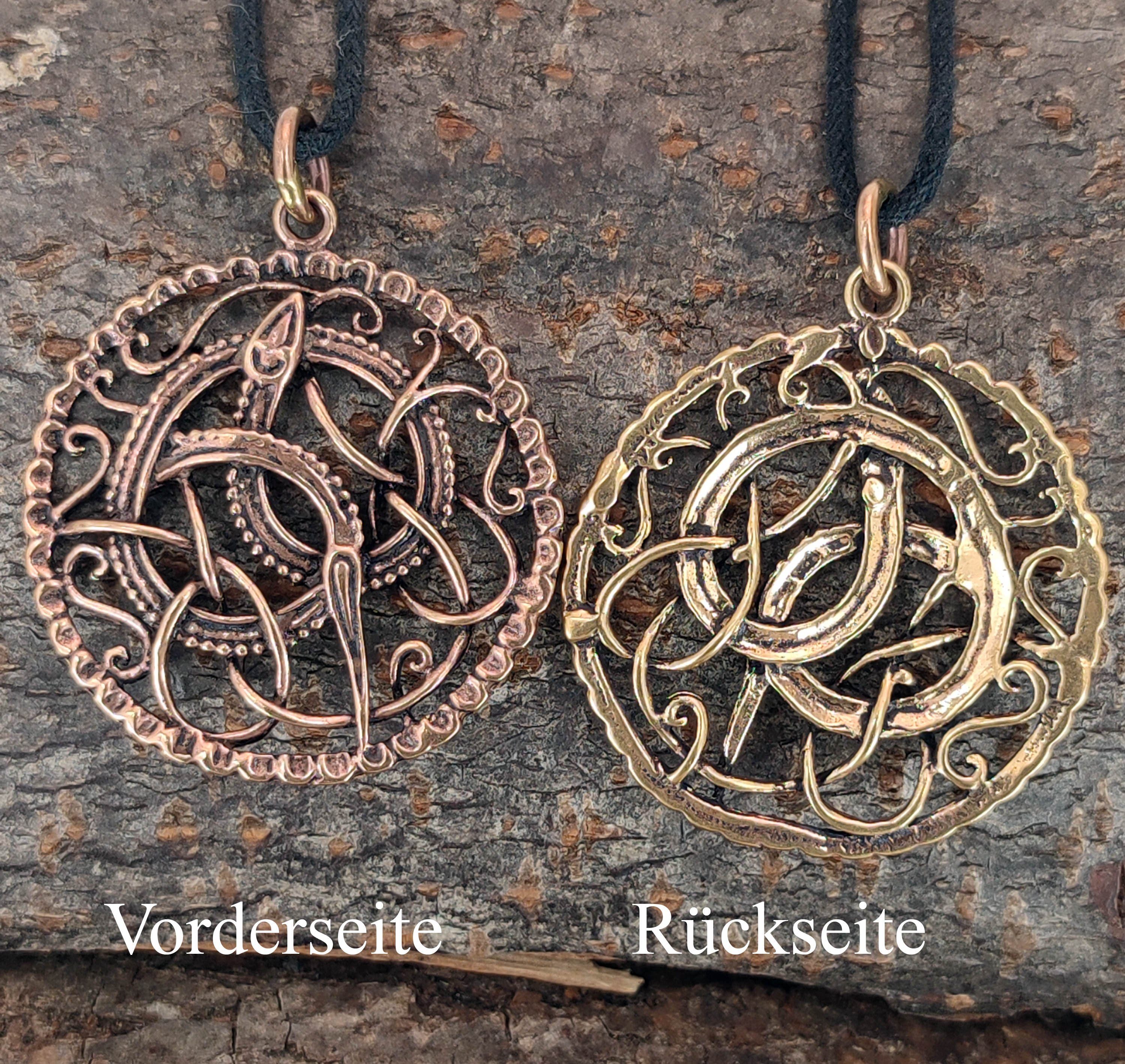 Midgard Kiss Midgardschlange Bronze großer Schlangen Schlange Amulett Anhänger Leather of Kettenanhänger