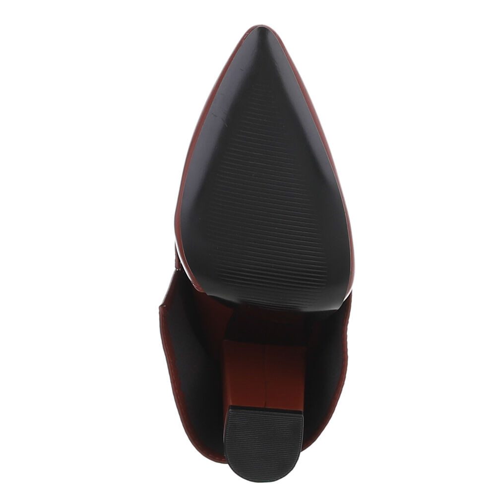 Ital-Design Elegante Stiefeletten mit umgeschlagenem Schaft für Damen High-Heel-Stiefel (90169656) Blockabsatz Stiefel in Weinrot
