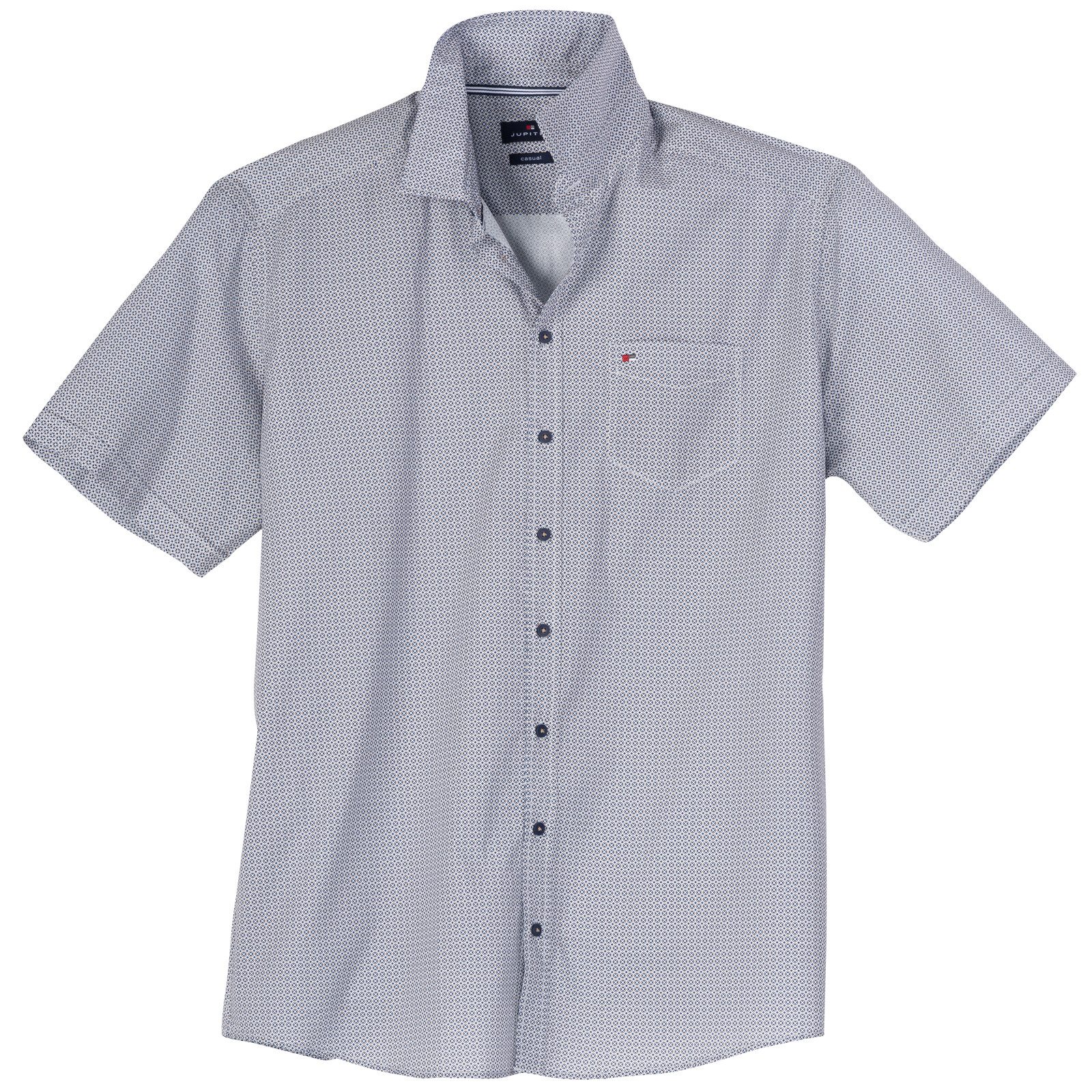 Jupiter Kurzarmhemd Jupiter Übergrößen Kurzarmhemd gemustert navy-beige