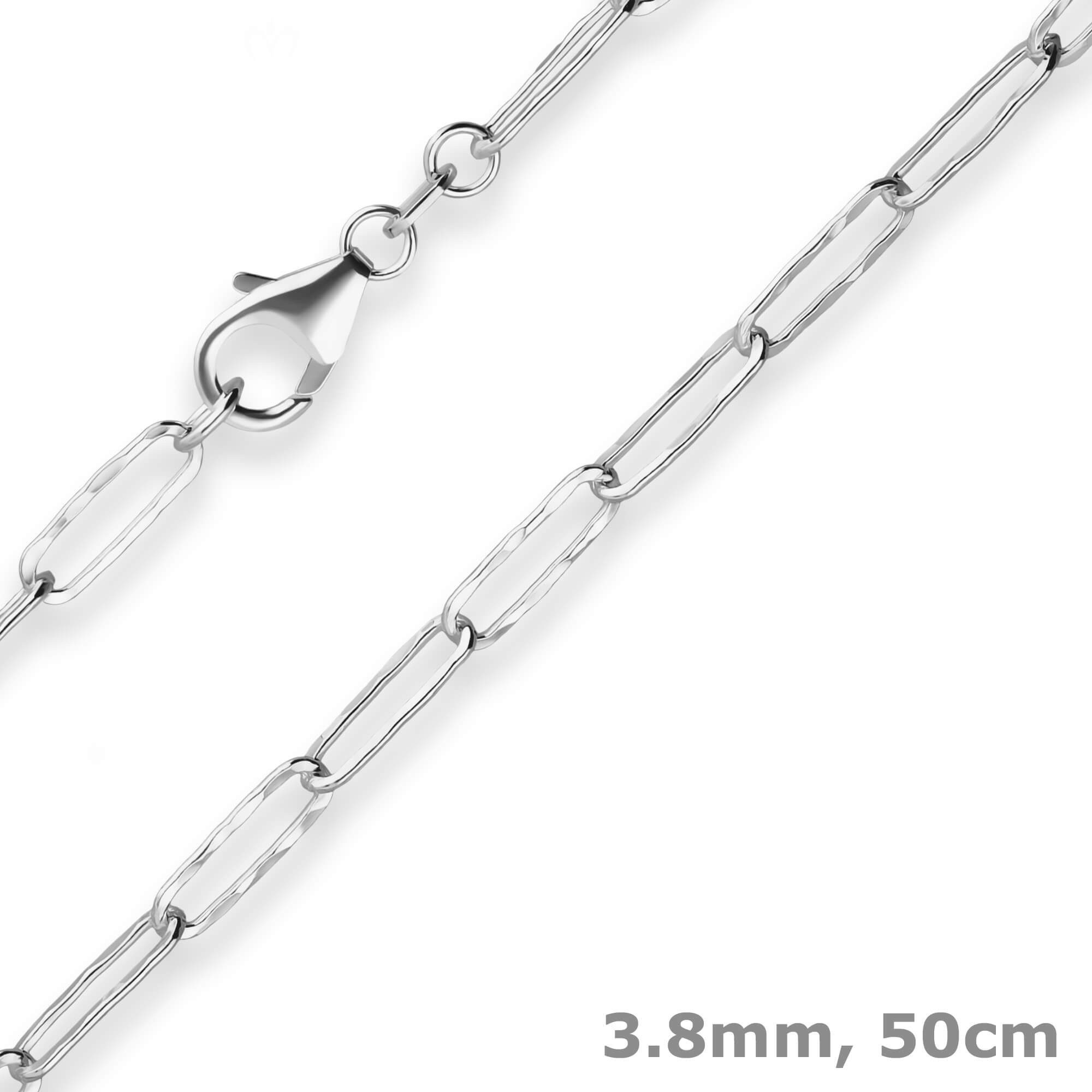 Silberkette 3,8mm Fantasiekette Paper-Clip aus 925 Silber 50cm