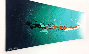 WandbilderXXL Gemälde Ice Explosion 180 x 60 cm, Abstraktes Gemälde, handgemaltes Unikat