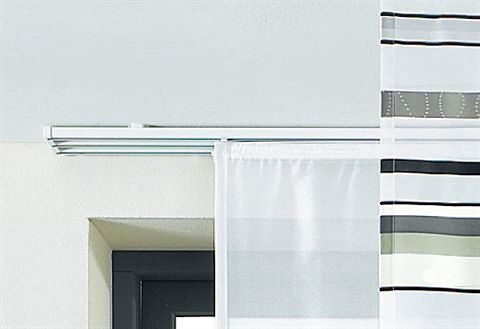 sunlines Schienensystem, 2-läufig, ausziehbar, mit Bohren, verschraubt, Aluminium, Komplett-Set