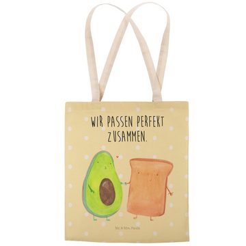 Mr. & Mrs. Panda Tragetasche Avocado Toast - Gelb Pastell - Geschenk, Gesund, Veggie, Baumwolltasc (1-tlg), Robust & Belastbar