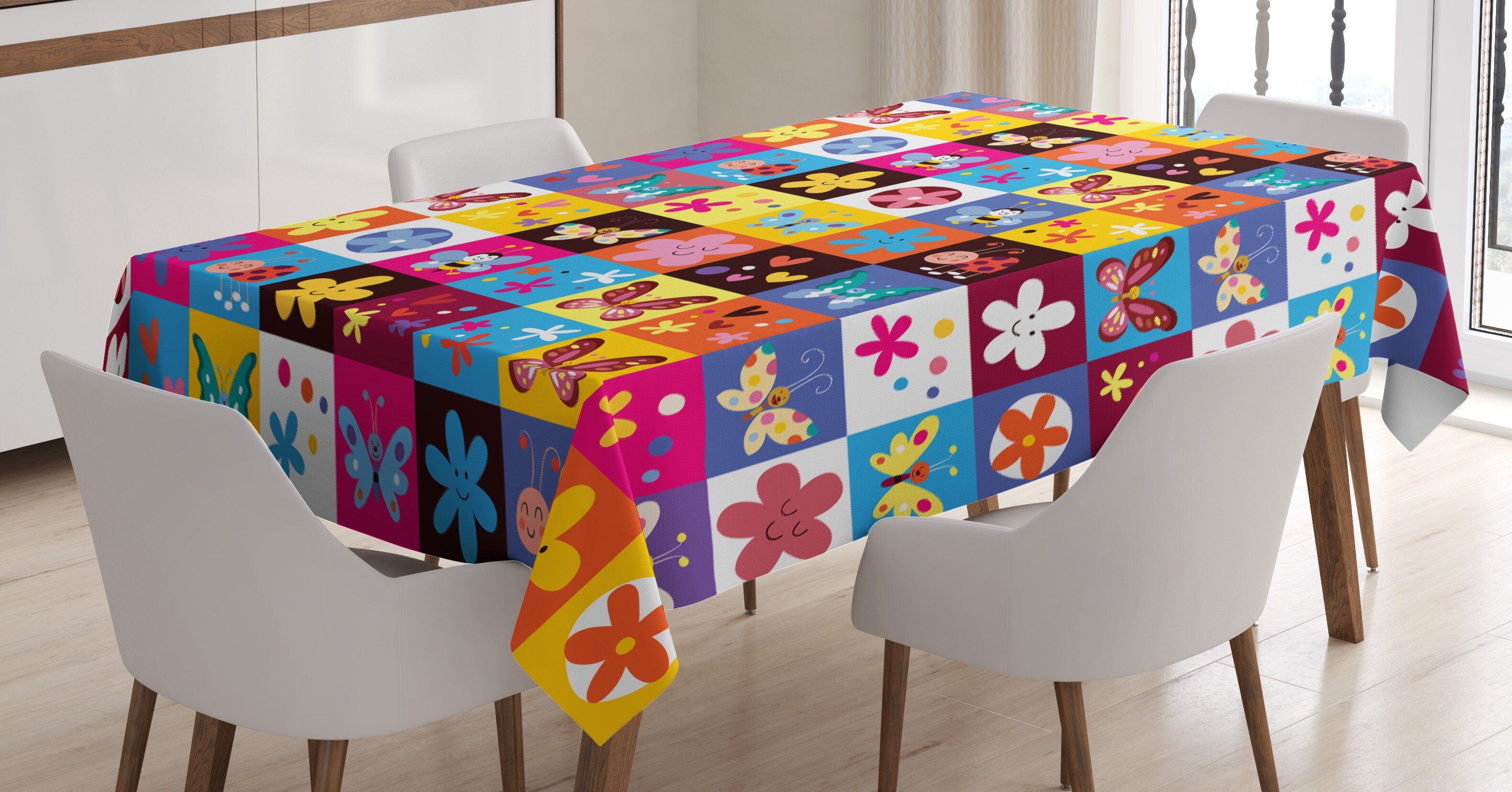 Für den Abakuhaus Tischdecke Abstrakt geeignet Klare Bereich Bienen Farben, Farbfest Waschbar Käfer Außen Blumen