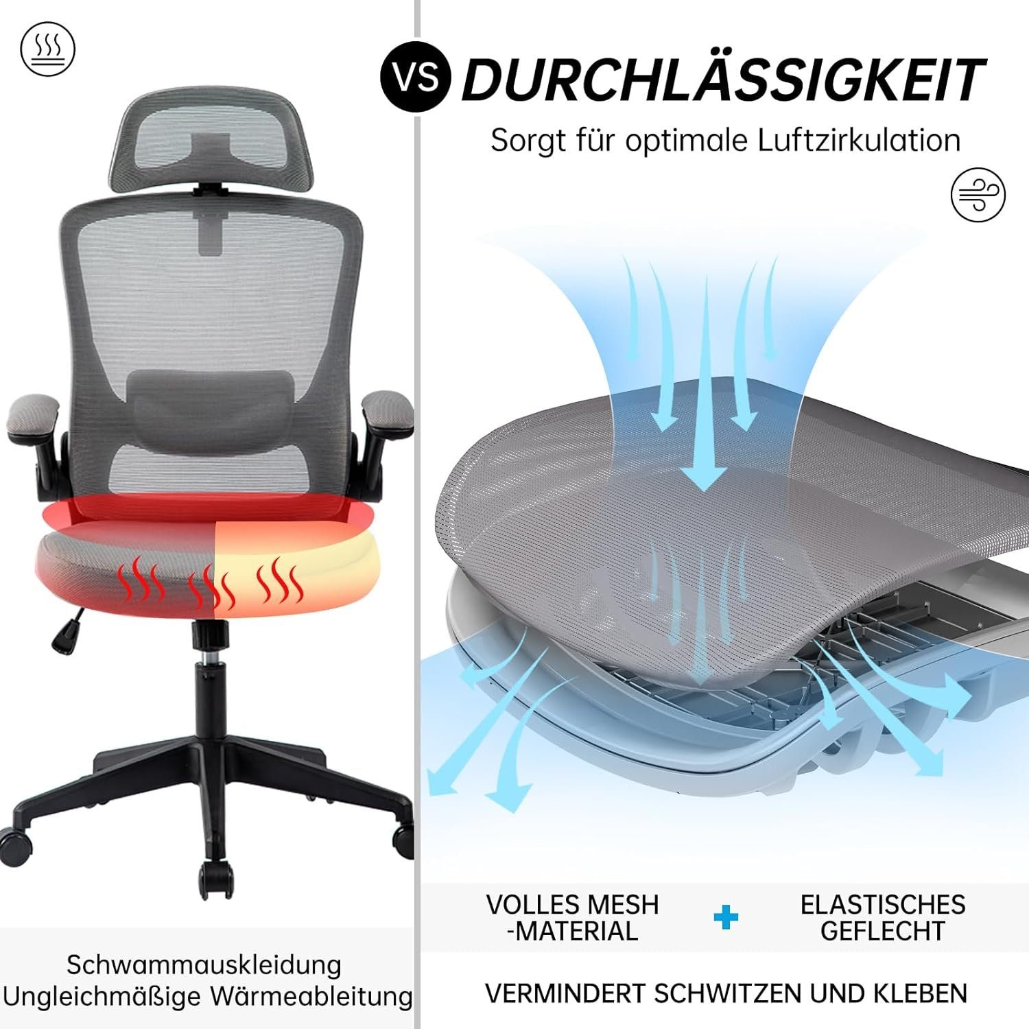 Ergonomisch, Büro-Liegestuhl verstellbarem (Bürostuhl Schreibtischstuhl Bürostuhl Sitz), Bürostuhl Bürostuhl Fußstütze, ergonomisch: JOYFLY mit mit