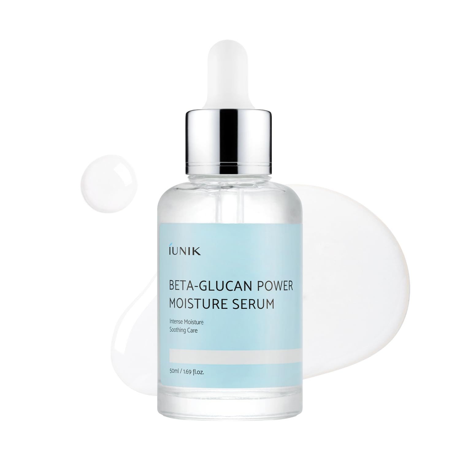 iUnik Gesichtsserum Beta-Glucan Power Moisture Serum 50ml – Intensiv feuchtigkeitsspendendes Gesichtsserum mit Beta-Glucan, für empfindliche &, trockene Haut, parfumfrei, parabenfrei, K-Beauty aus Korea