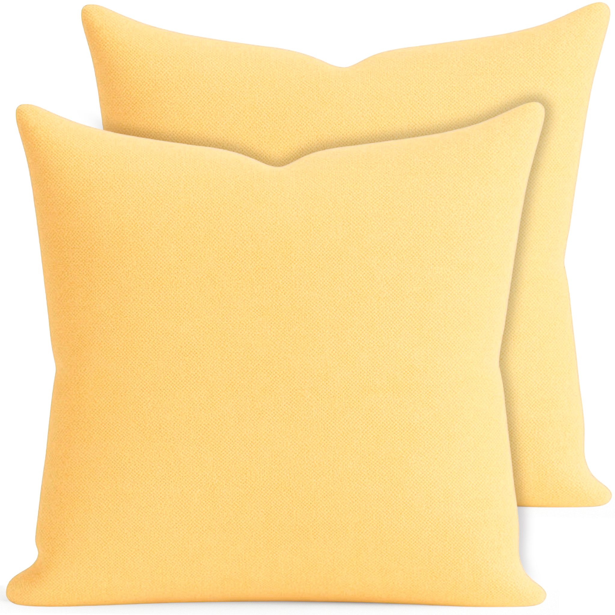 matches21 HOME & HOBBY Kissenbezüge 2er Set Kissenhülle 50x50 cm gelb pflegeleicht mit Reißverschluss, (2 Stück), Zierkissen-Bezüge einfarbig für Couch-Kissen mit Lotuseffekt