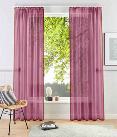 Gardine XANA, my home, Kräuselband (1 St), transparent, Polyester, 1 Schal, Voile, einfarbig, modern, pflegeleicht