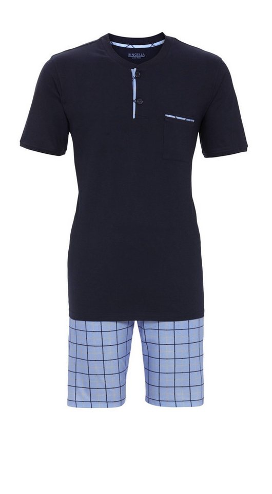 Ringella Shorty mit Knopfleiste, Brusttasche, karierte Bermuda mit Dehnbund (2 tlg) Single Jersey aus reiner Baumwolle