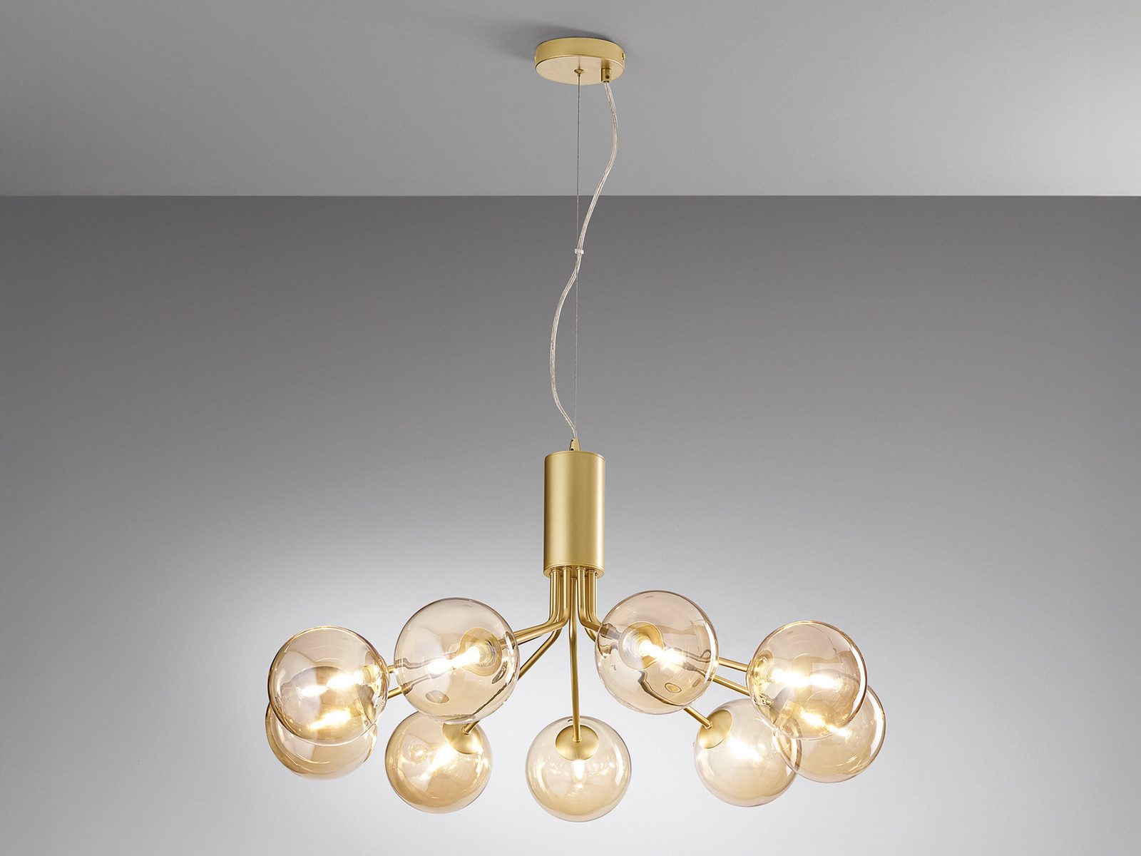 Luce Ambiente Design LED Pendelleuchte groß mit Glas-Kugeln Ø 83cm, Dimmfunktion, LED wechselbar, Warmweiß, ausgefallene Hängelmape für Esstisch hängend inkl. G9 Leuchtmitteln