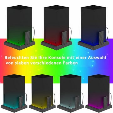 Tadow XBOX SERIES X/S Beleuchteter Ständer, RGB LED Ständer, Zubehor für Xbox Contoller (7 Farben, mit 3 USB C Hub 2.0 Anschlüssen, schwarz)