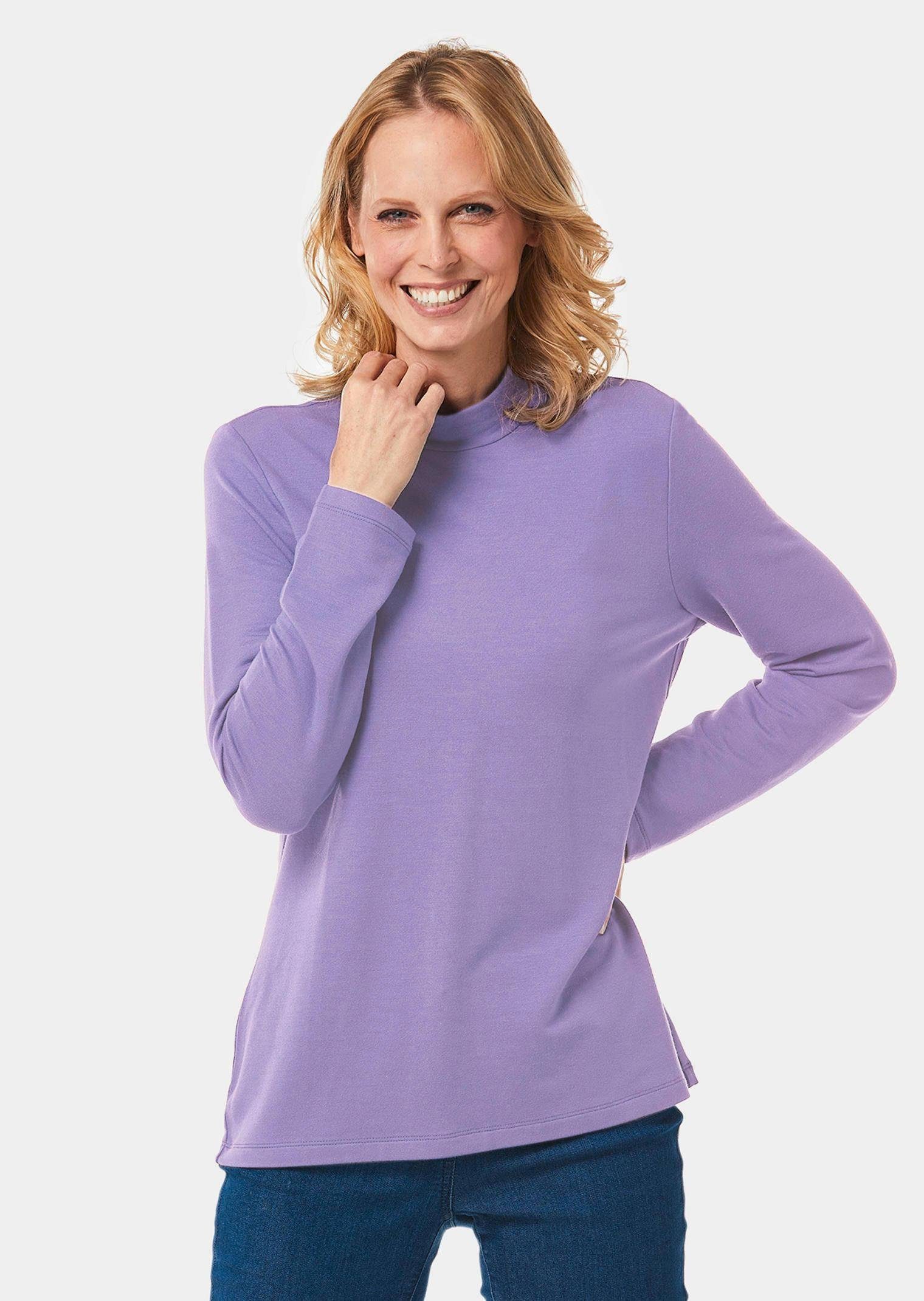 Langarmshirt Kurzgröße: Stehkragenshirt mit Langarm