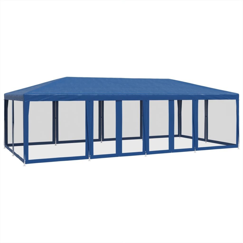 vidaXL Vorzelt 8 x 4 m Partyzelt mit 12 Mesh-Seitenteilen Blau 8x4 m HDPE