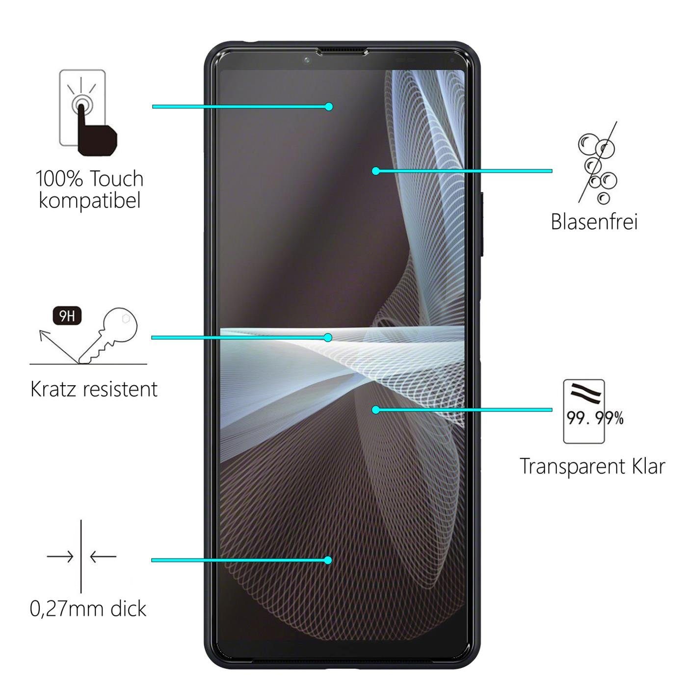 CoolGadget Schutzfolie Panzerfolie für Sony Xperia 10 III, (9H Härtegrad, 2x Schutzglas, 1xReinigungset), Displayfolie Schutzfolie 2 Stück für Sony Xperia 10 III Glas Folie