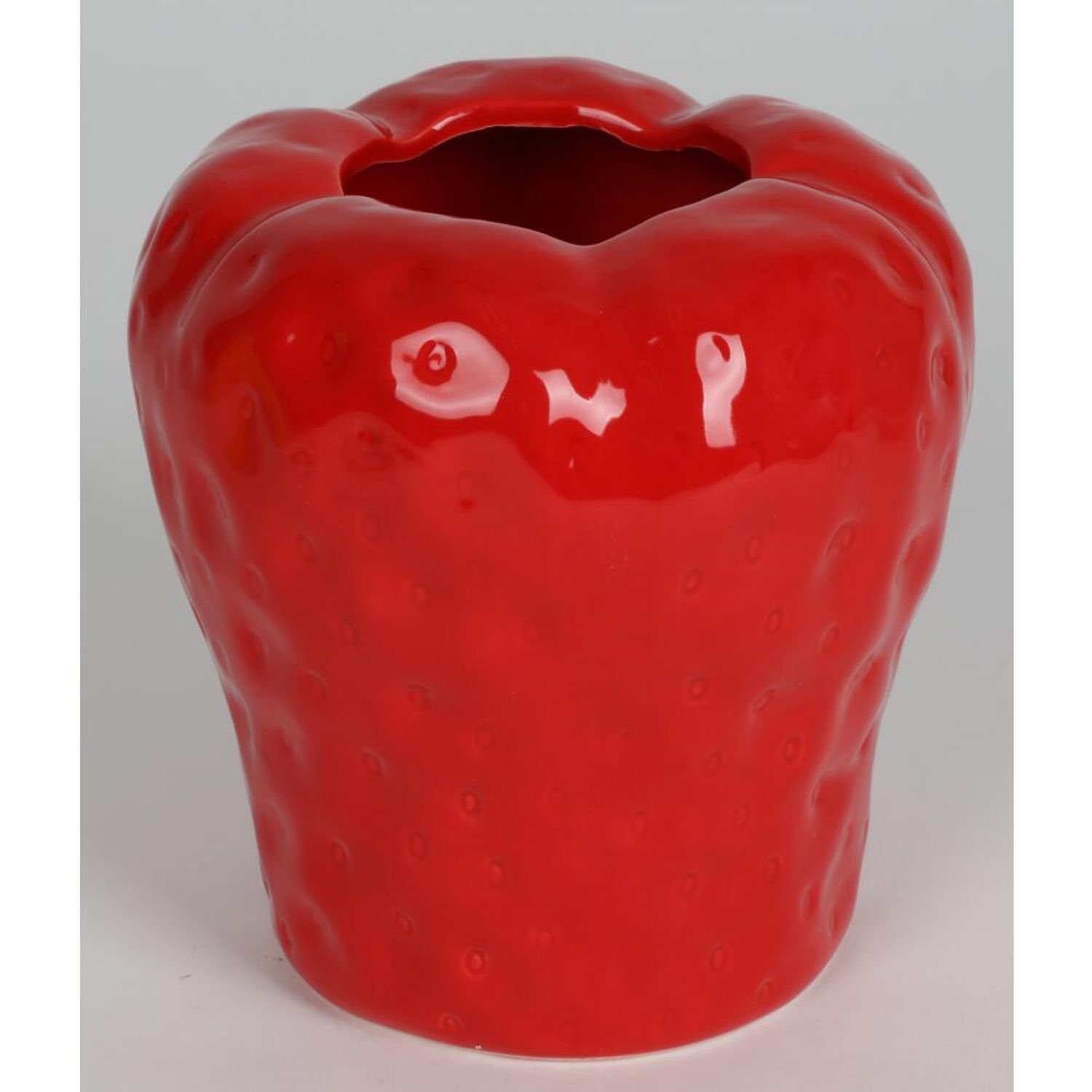 BURI Tischvase 4x Keramik Vase Erdbeere 16x17,5cm Dekoration Tisch Blumen Pflanzengef