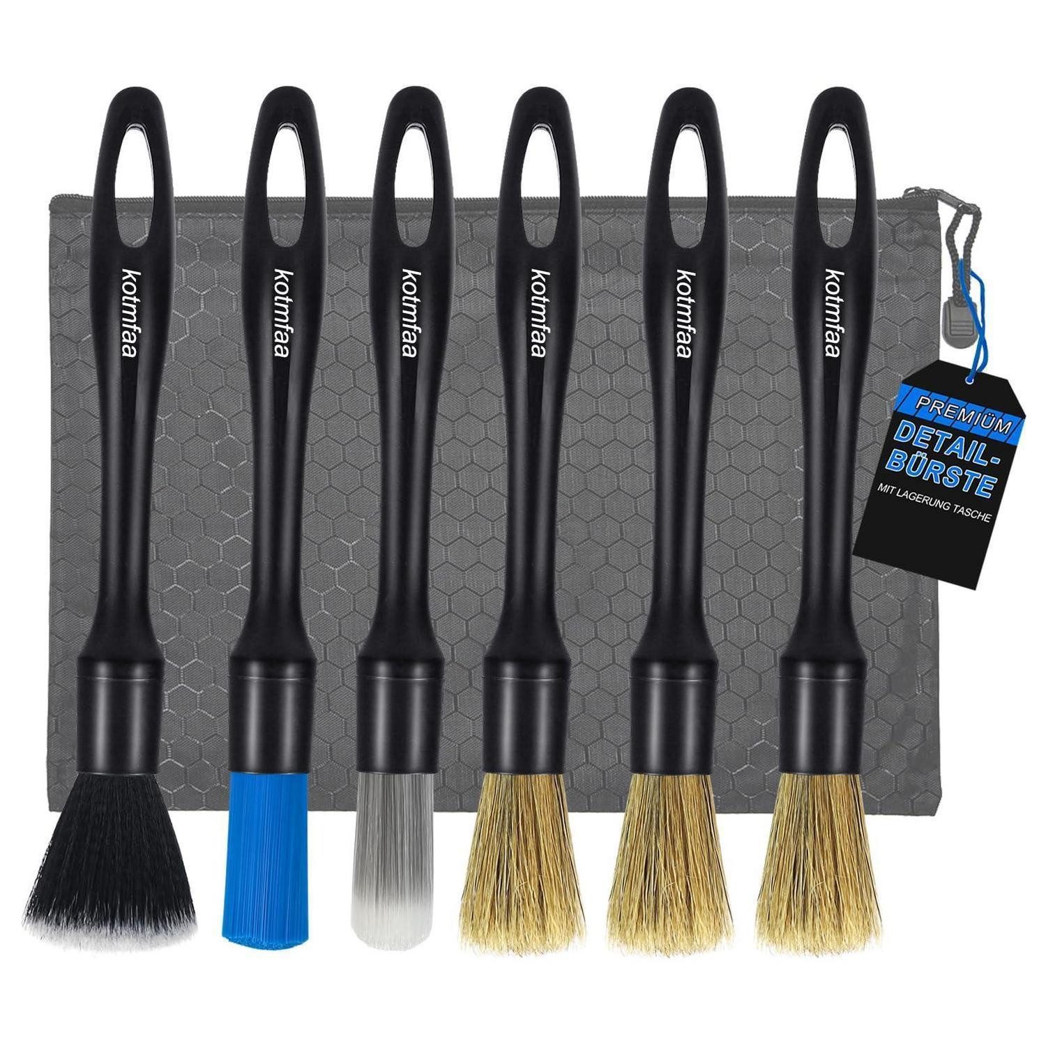LuxusKollektion Reinigungsbürsten-Set Pinselset 6tlg Auto Detailing extra weich wasserdichte Tasche, (1-tlg)