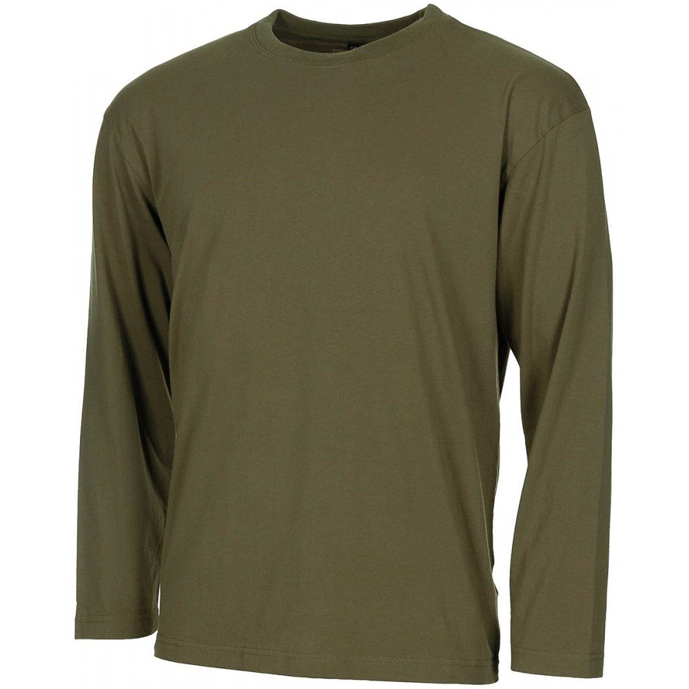 MFH Langarmshirt US Shirt, langarm, oliv, 170 g/m² - XL (1-tlg)