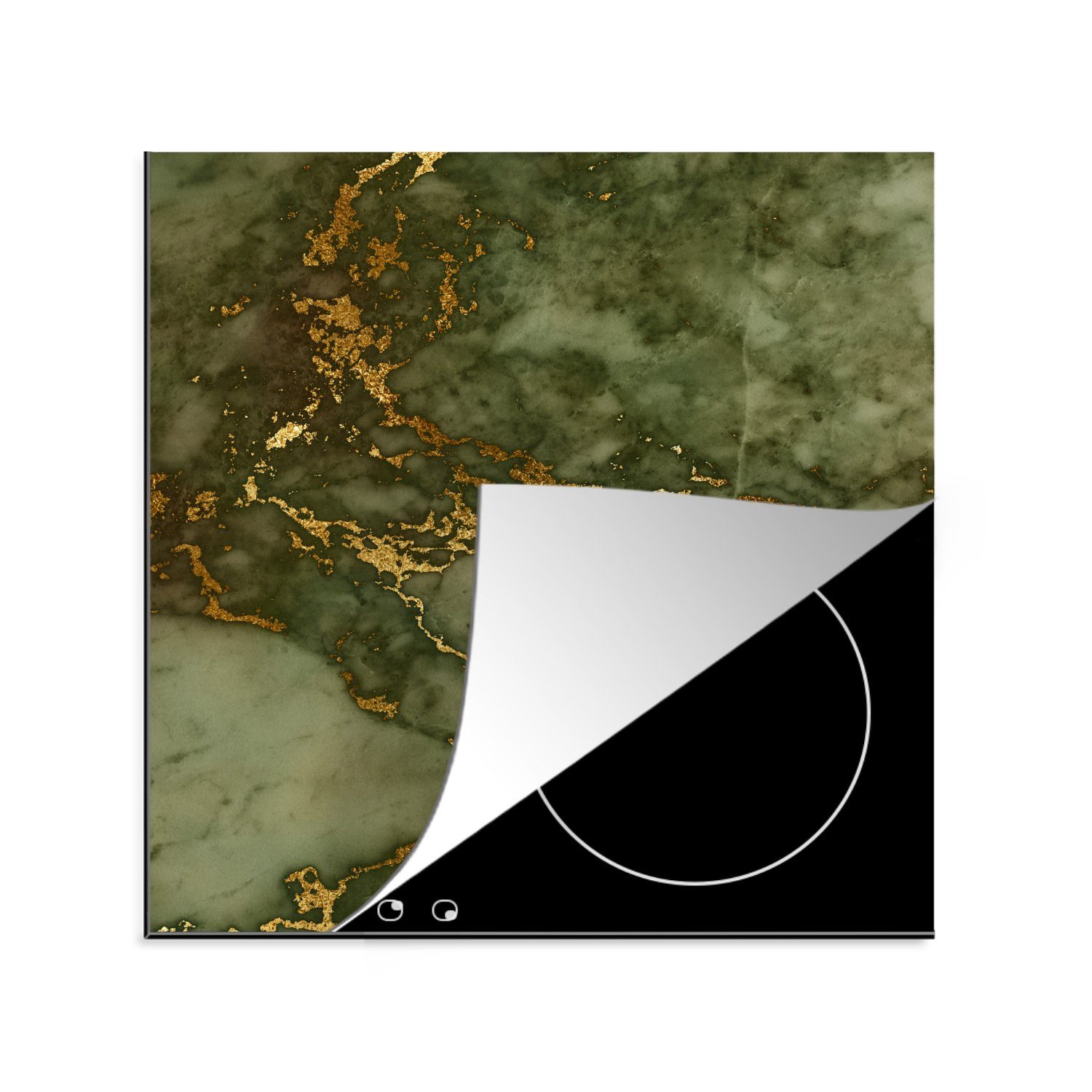 MuchoWow Herdblende-/Abdeckplatte Marmor - Muster - Gold, Vinyl, (1 tlg), 78x78 cm, Ceranfeldabdeckung, Arbeitsplatte für küche | Herdabdeckplatten