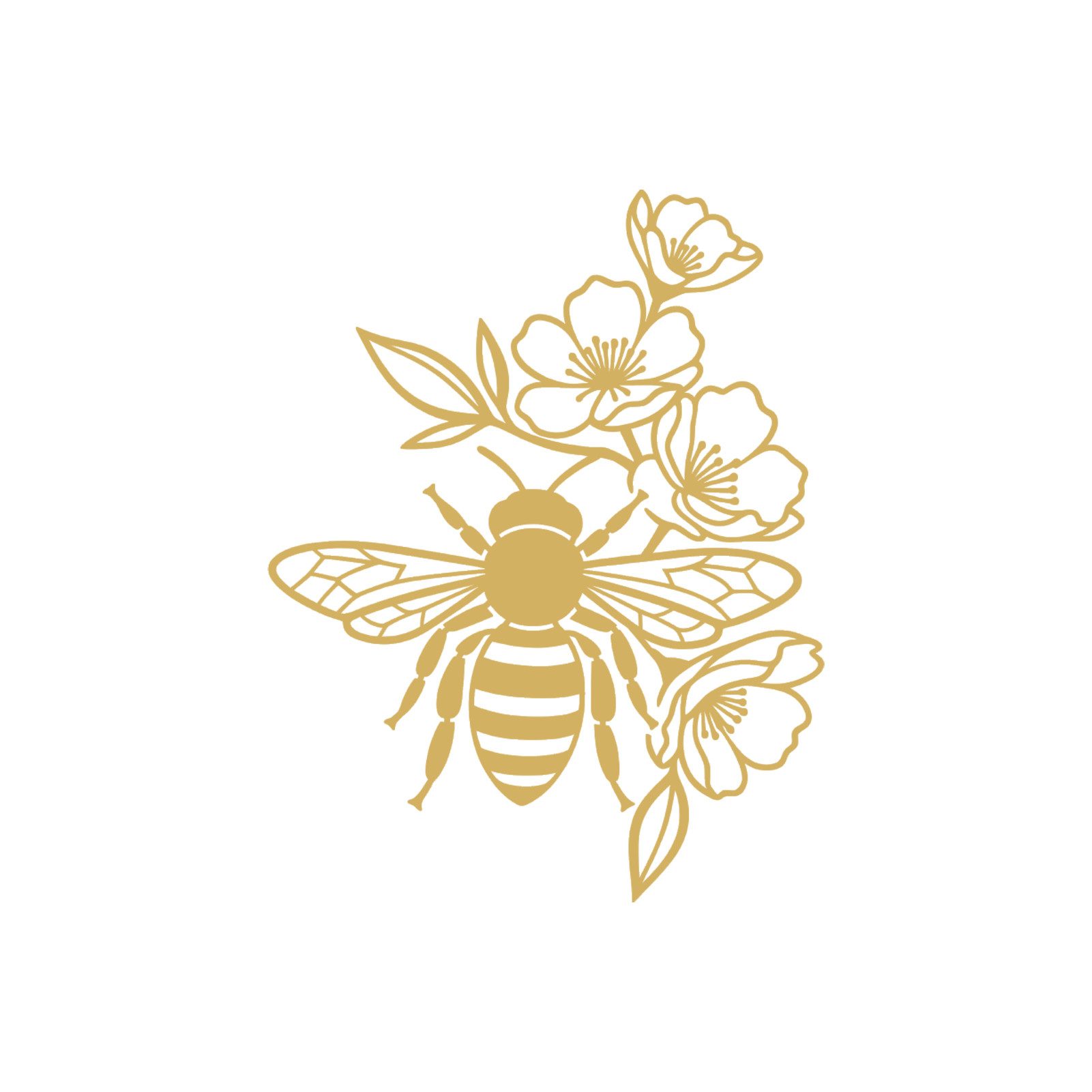 Jumpeak Wanddekoobjekt Wanddekoration mit Bienen und Blumen, Blätter,Gartenmotive, Silhouetten, Metall, 4 Farben, 2 Größen, Wanddekoration für das Wohnzimmer,Frische